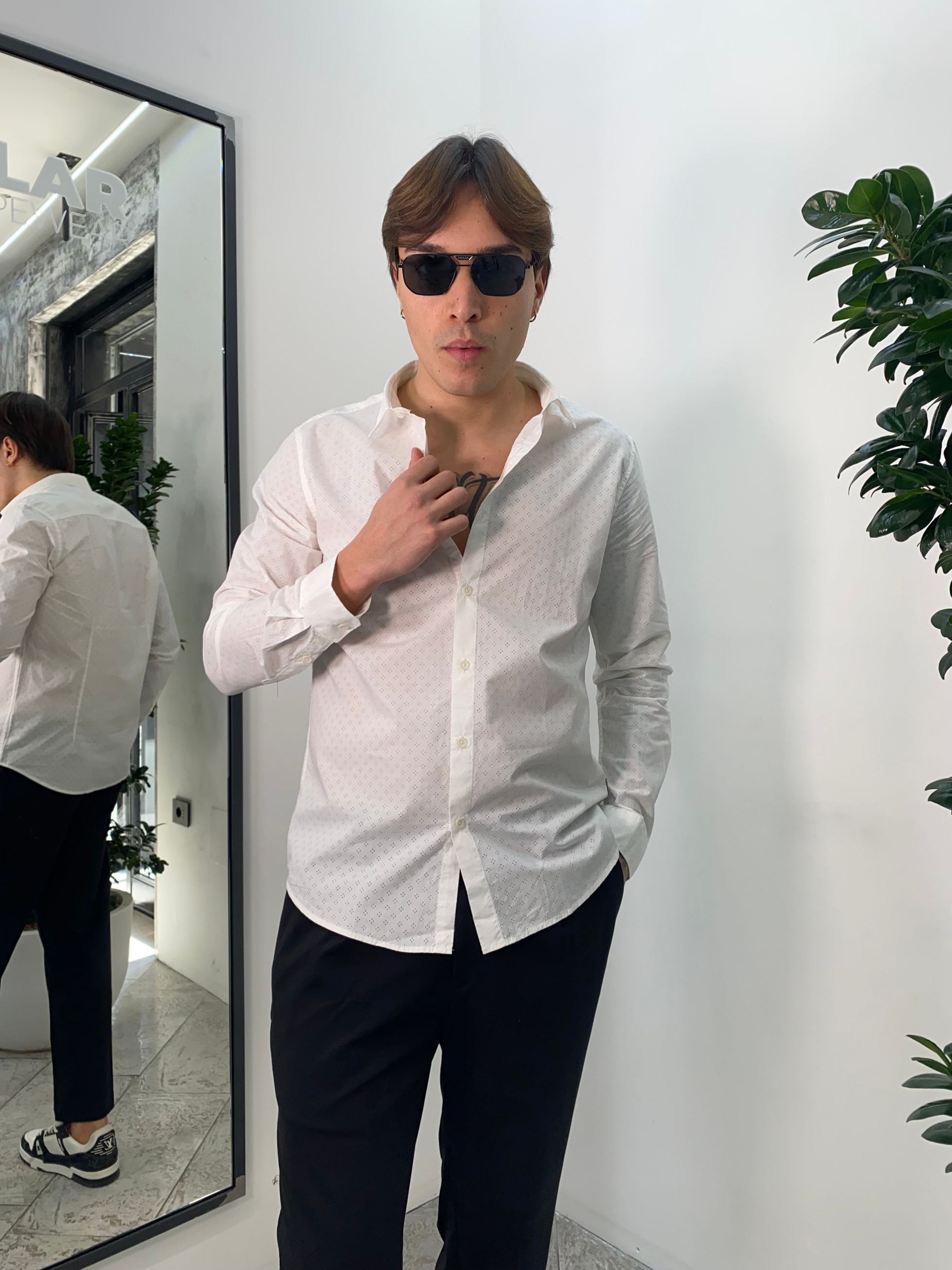 CAMICIA TRAFORATA IN 100% COTONE - REGULAR FIT GL111DA.BIA