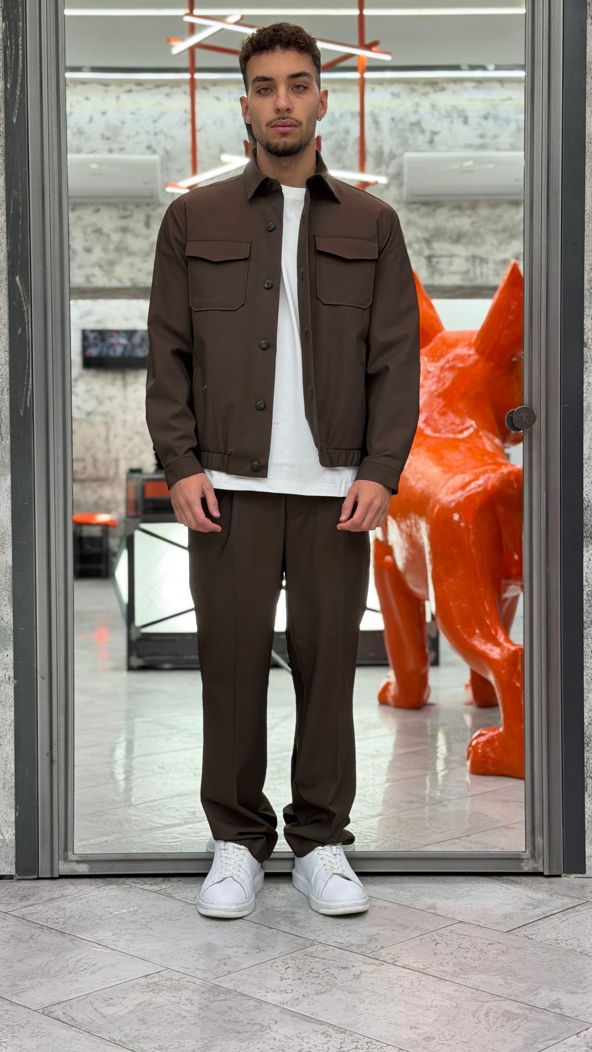 OVERJACKET IN TESSUTO ELEGANTE CON TASCHE A TOPPA E TRAPUNTA ALL'INTERNO - REGULAR FIT GBI1156SS.MOR