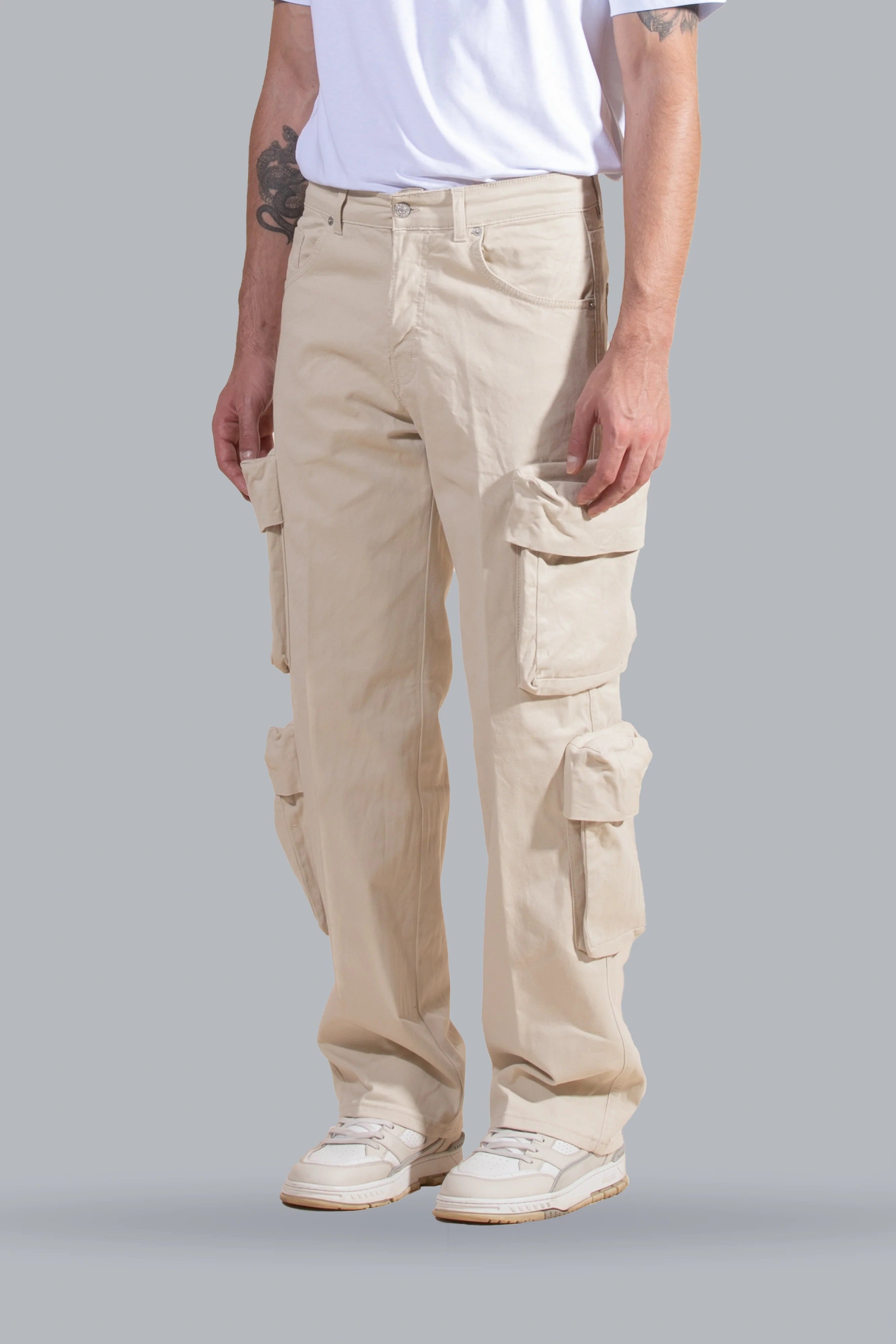 JEANS CARGO CON TASCONI IN COTONE ELASTICIZZATO - RELAXED FIT