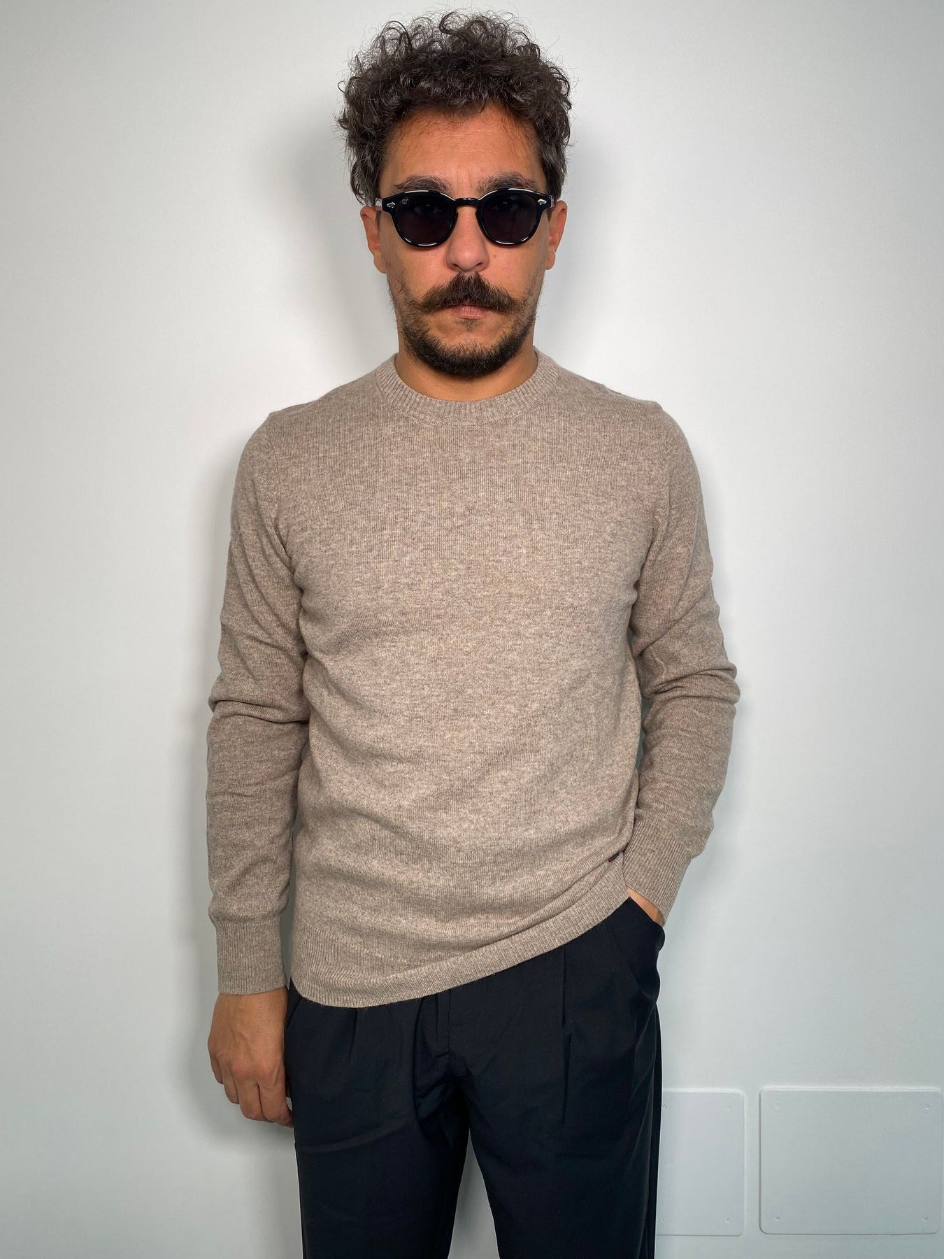 MAGLIA GIROCOLLO BASIC IN MISTO CACHEMIRE - REGULAR FIT
