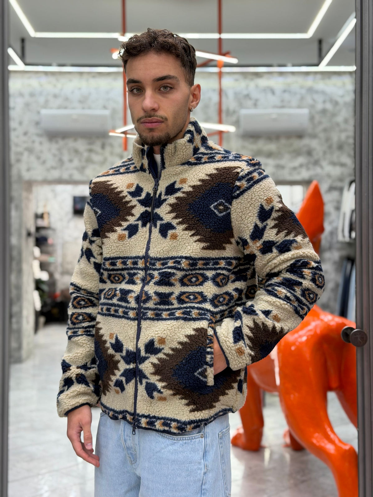 OVERJACKET NORVEGESE CON CHIUSURA ZIP - RELAXED FIT 27W12JK SHERPA