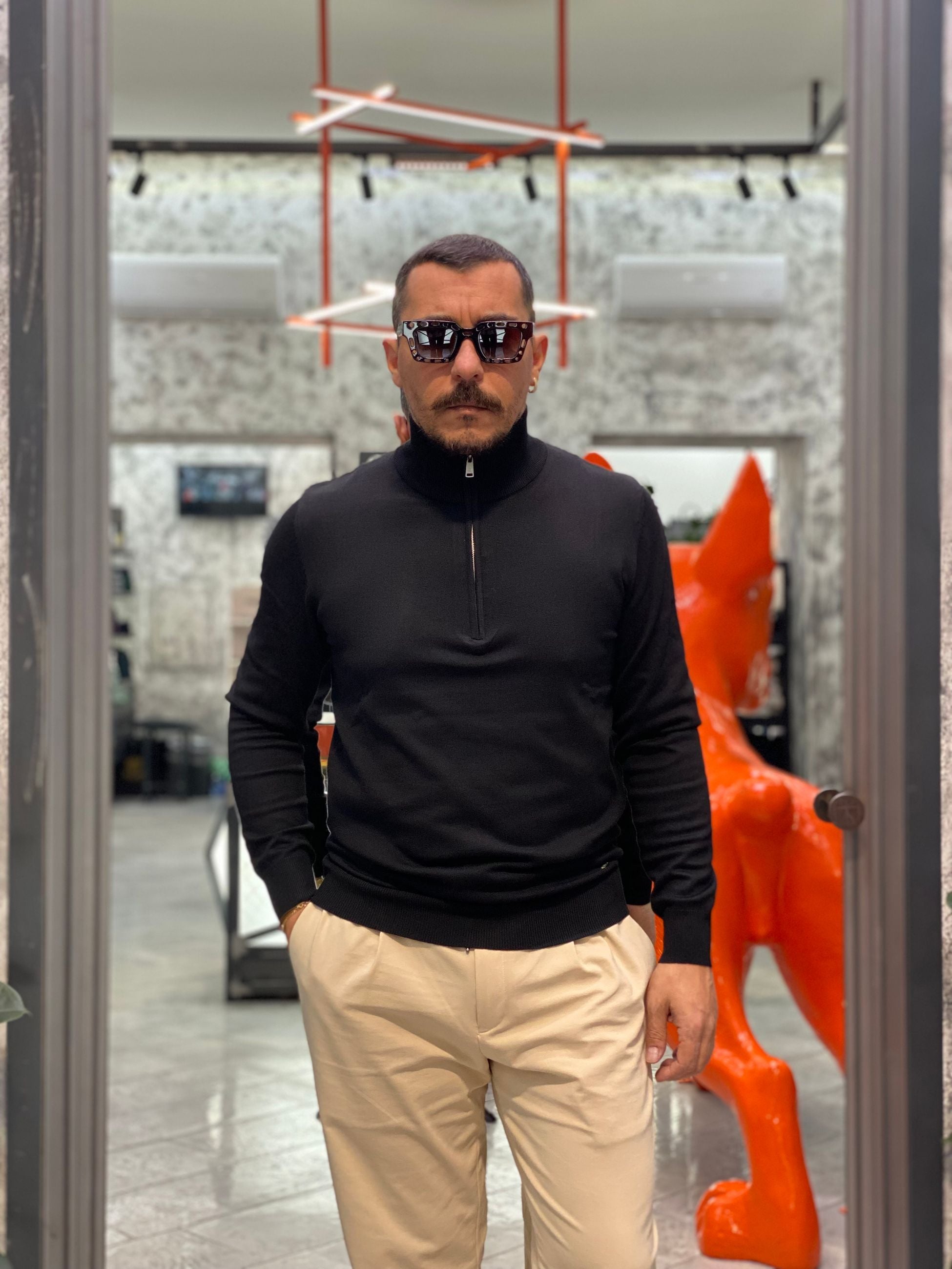 MAGLIA LUPETTO MEZZA ZIP IN MORBIDA VISCOSA - REGULAR FIT GL35136GZ-F25.NER