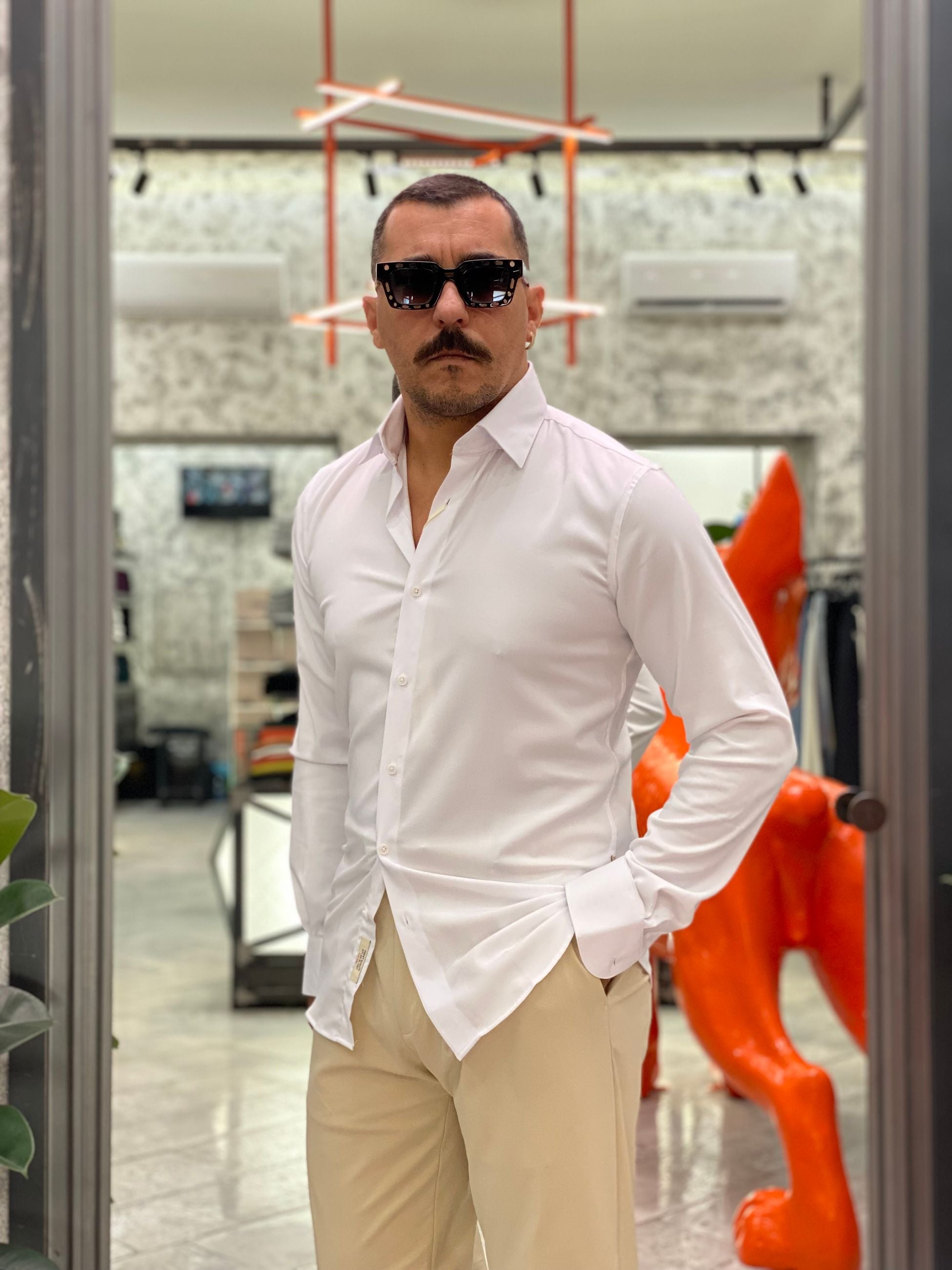 CAMICIA ELEGANTE IN MISTO MODAL CON COLLETTO CLASSICO - REGULAR FIT GL1011TB.BIA