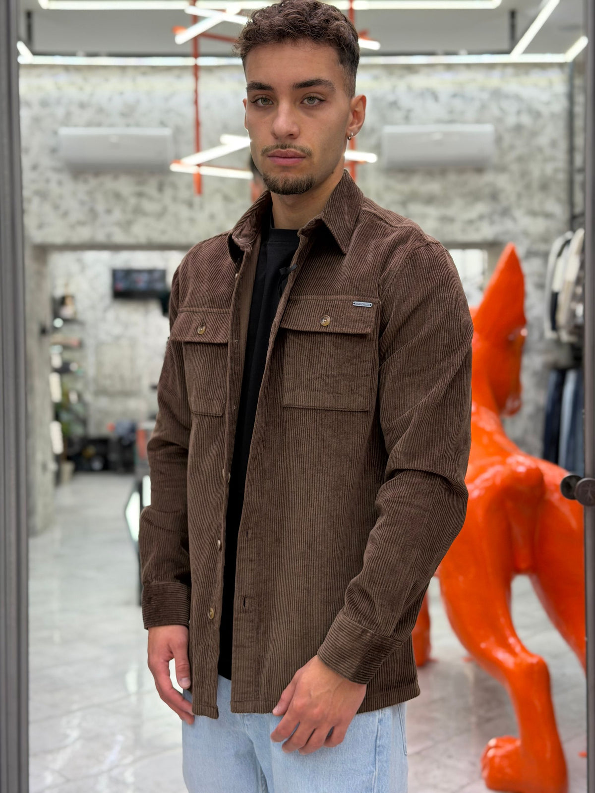 OVERSHIRT IN VELLUTO CON TASCHE A TOPPA - REGULAR FIT GL7844S.COF