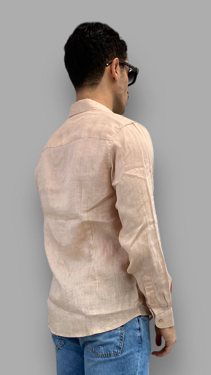 CAMICIA IN 100% LINO CON COLLO ALL'ITALIANA - REGULAR FIT