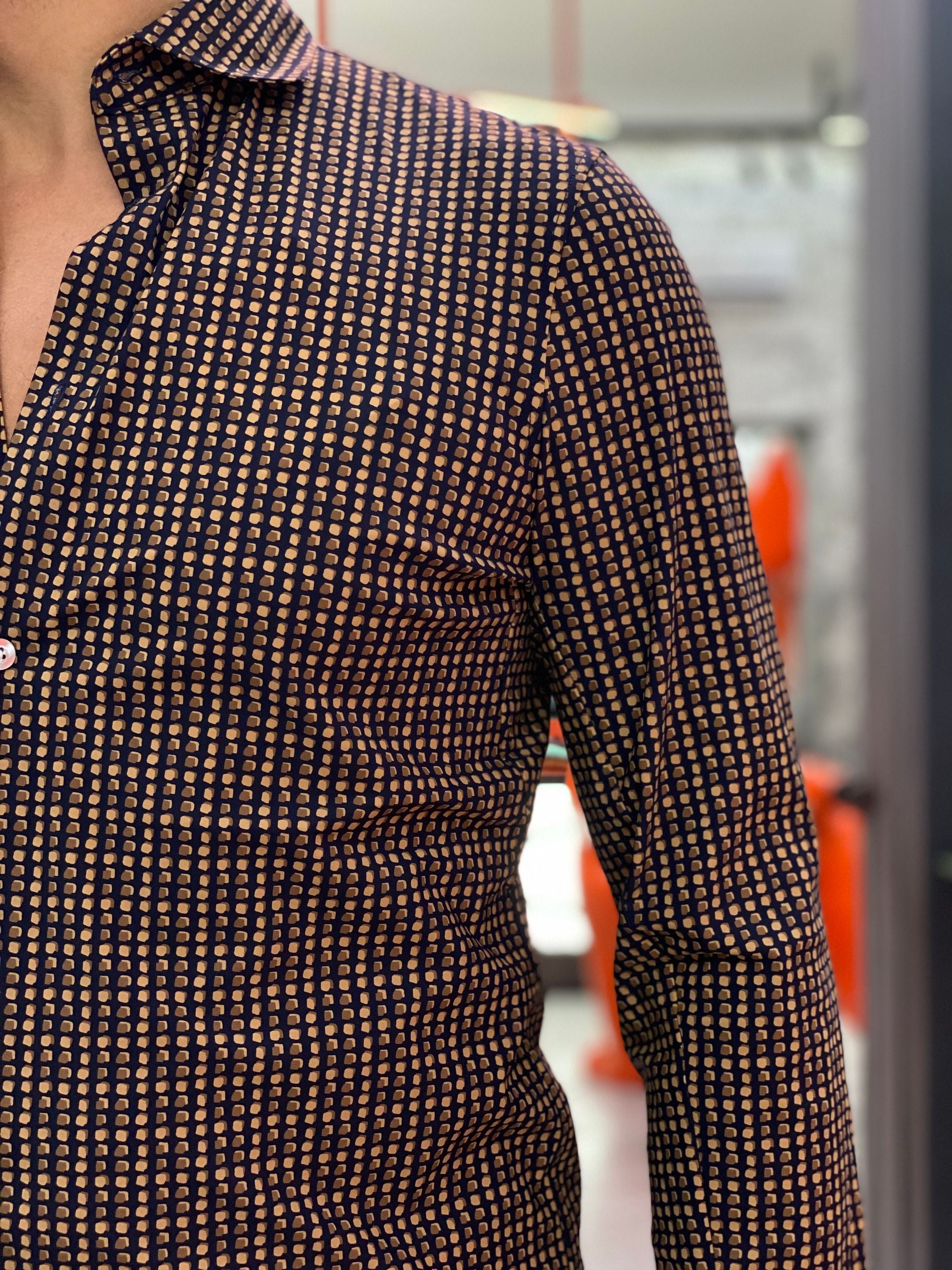 CAMICIA NO STIRO ELASTICIZZATA MICRO FANTASIA - SLIM FIT CI1070SS