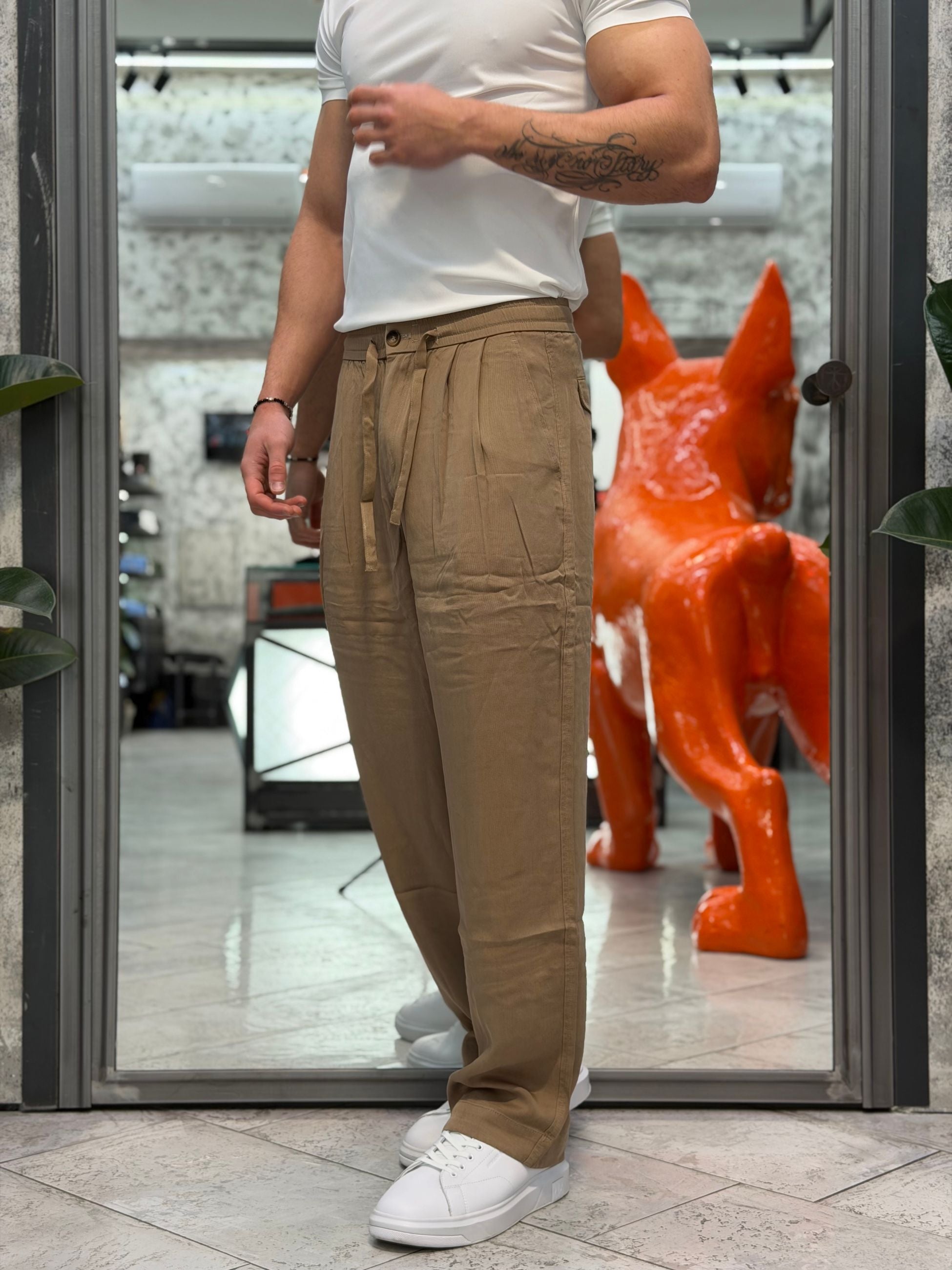 PANTALACCIO DA COMPLETO IN MORBIDO TESSUTO LYOCELL CON TASCA AMERICA - OVER FIT GLW084G.CAM
