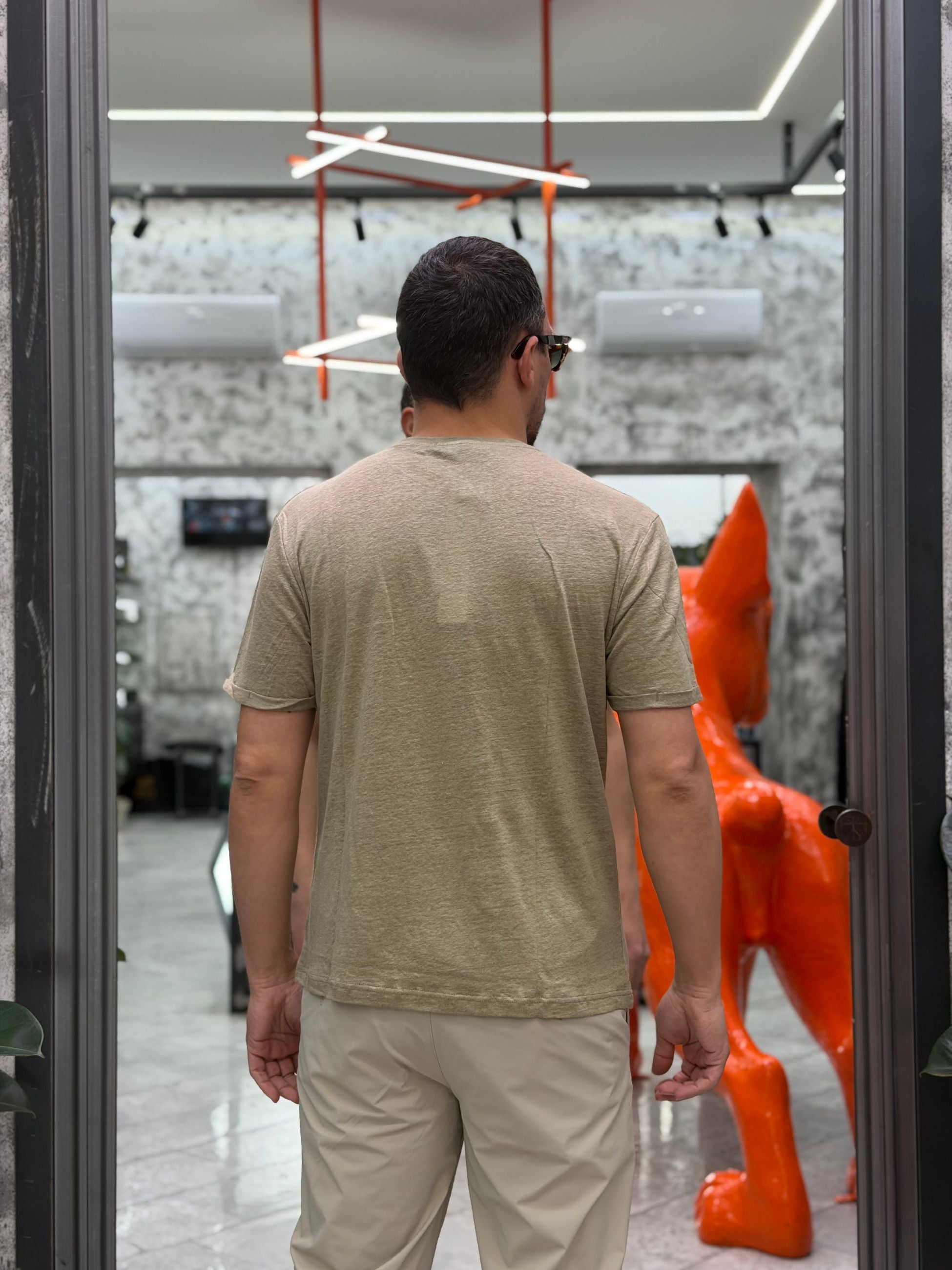 T-SHIRT BASIC IN 100% PURO LINO - REGULAR FIT GL087Q-S26.VER