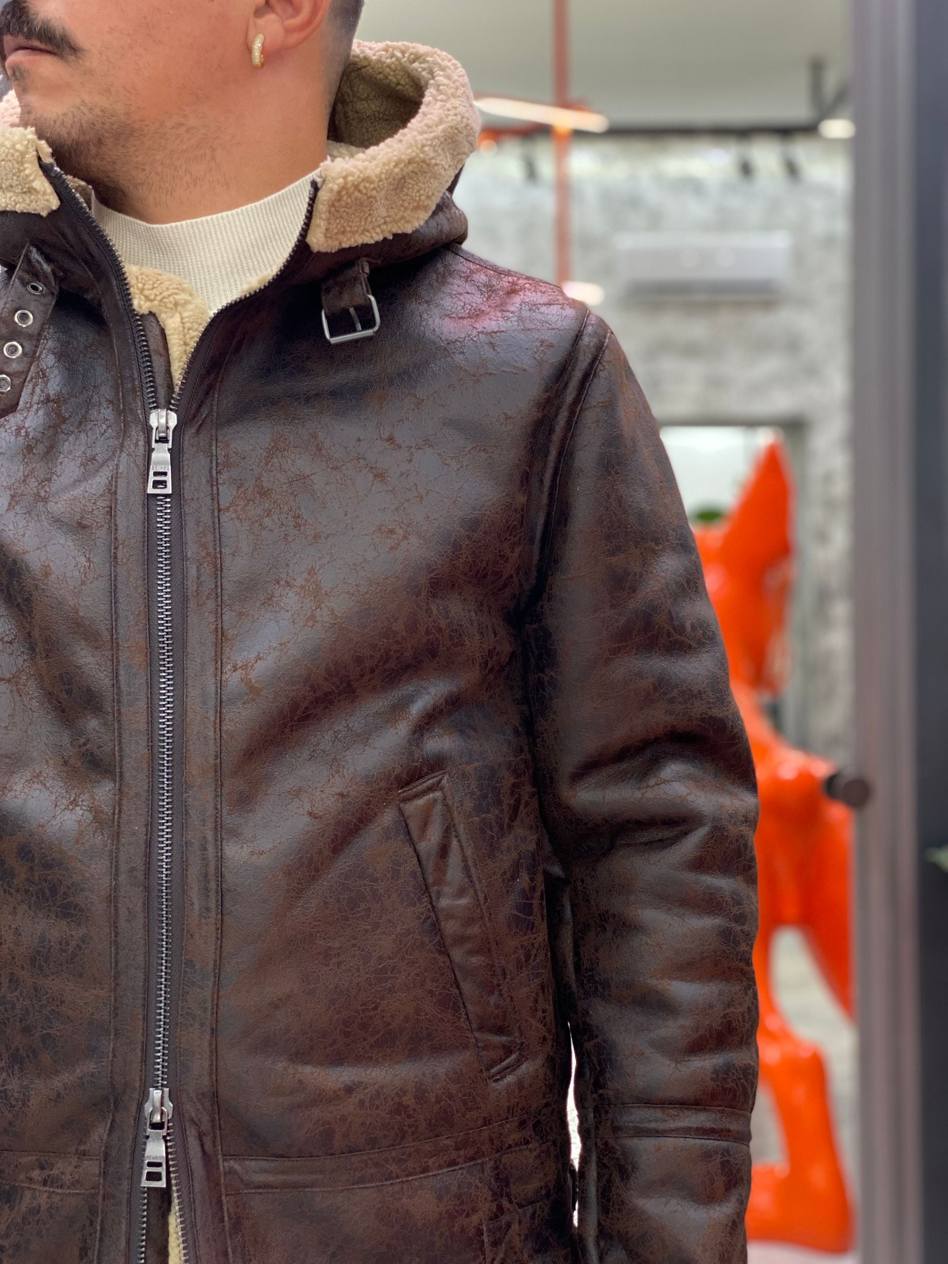 ECOMONTONE CON CAPPUCCIO EFFETTO MARMORIZZATO - REGULAR FIT BGI1092SS.MOR