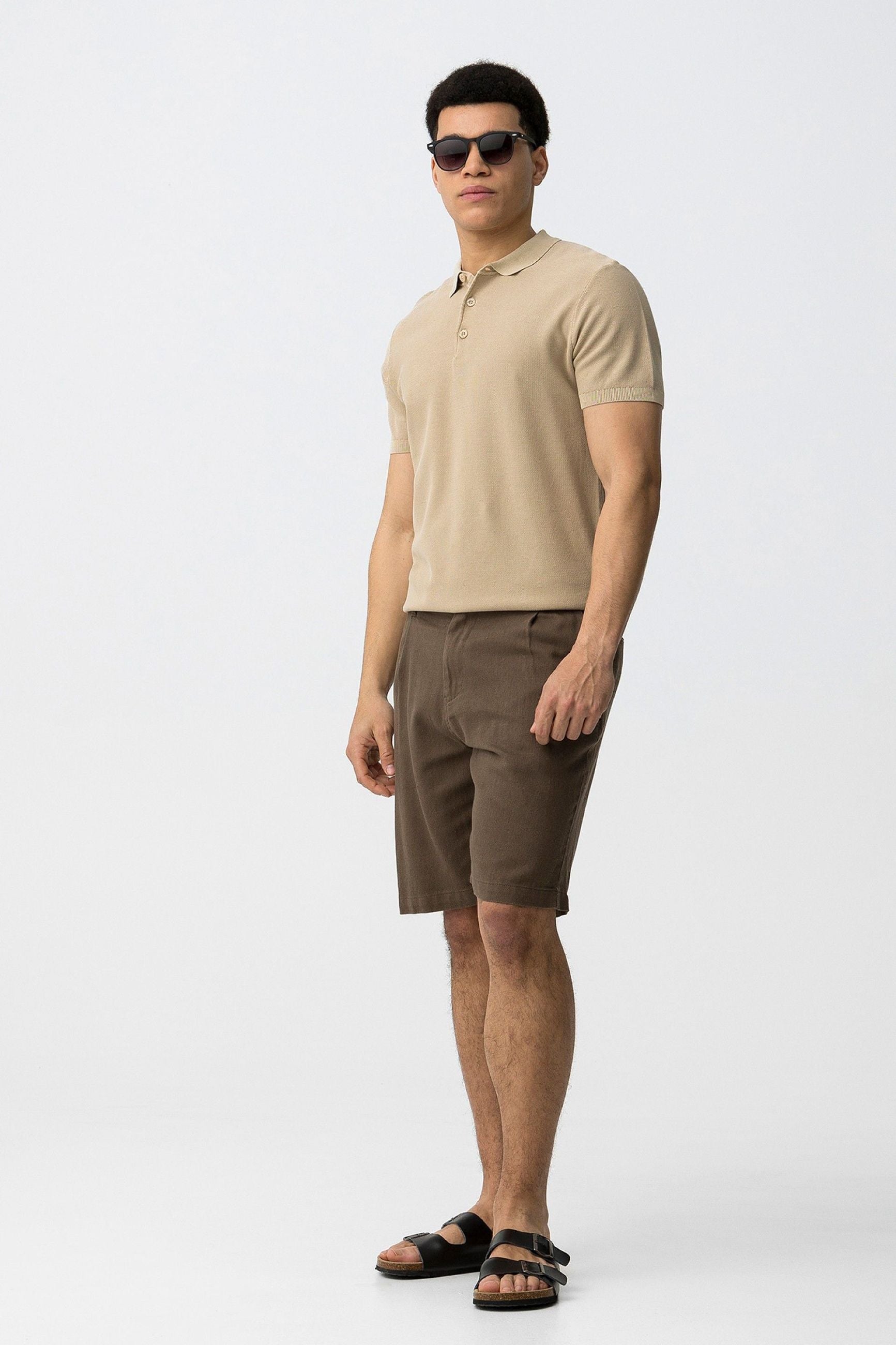 BERMUDA HUDSON IN MISTO LINO/COTONE - REGULAR FIT 10064834.MOR