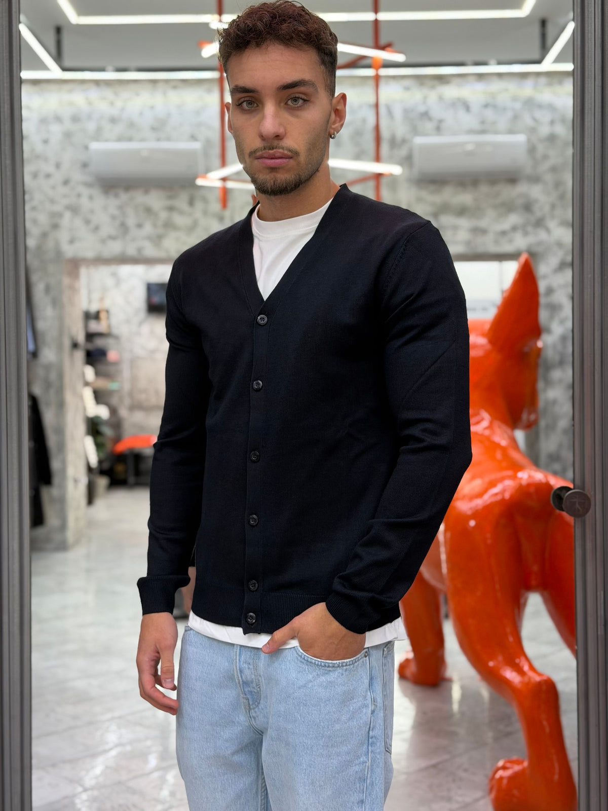 CARDIGAN BASIC IN MORBIDA VISCOSA - REGULAR FIT MI3335SS.BLU