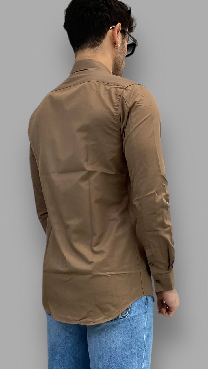 CAMICIA IN COTONE ELASTICIZZATO CON CRAVATTA IN TINTA - SLIM FIT