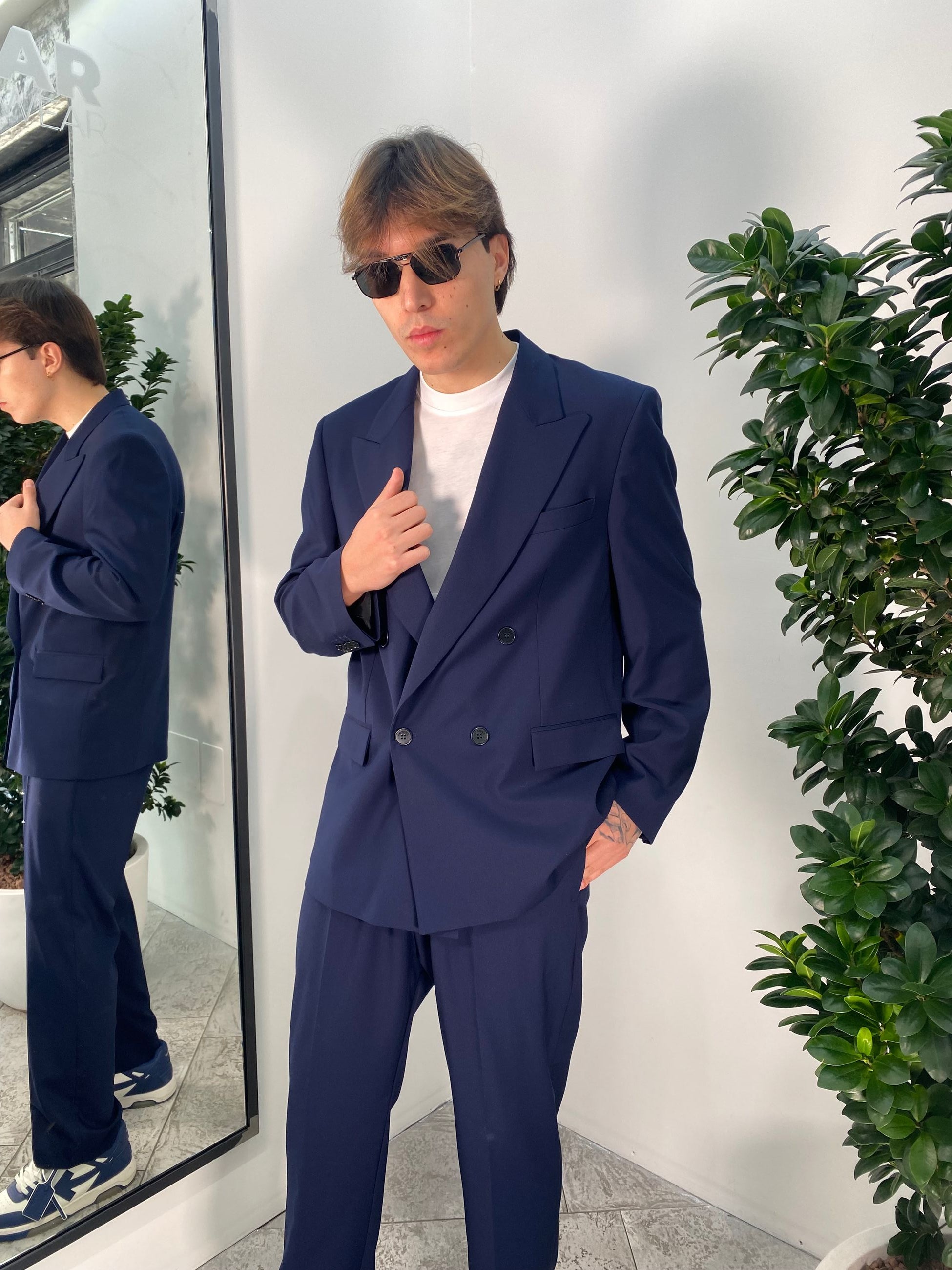 GIACCA DOPPIOPETTO DA ABITO IN POLIVISCOSA CON REVER A LANCIA - OVER FIT GIA3220.BLU