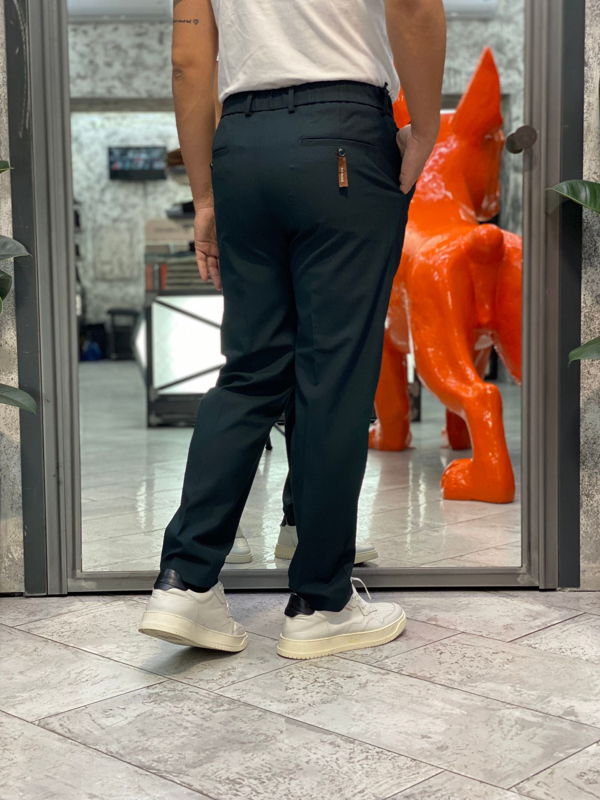 PANTALONE DA COMPLETO IN TESSUTO  ELASTICIZZATO CON PINCE E COULISSE IN VITA - REGULAR FIT PSI1450SS.FOR