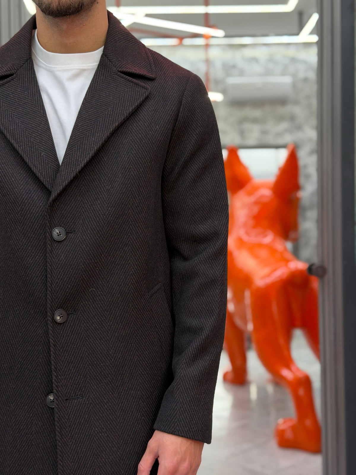 CAPPOTTO MONOPETTO 3 BOTTONI SPIGATO CON REVERS A LANCIA E TASCHE A FILO - REGULAR FIT CP72SS.MOR