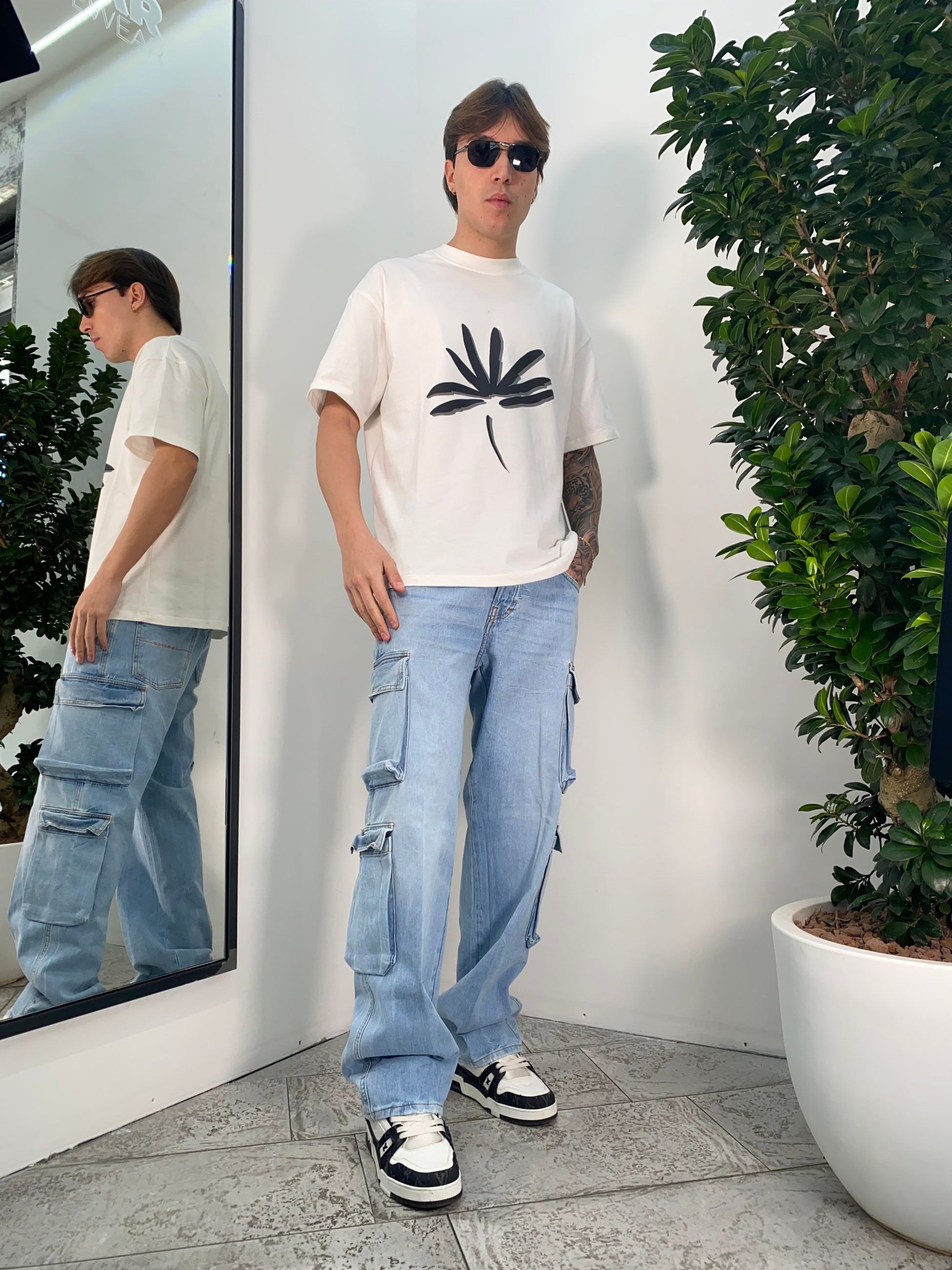 T-SHIRT OVERSIZE CON STAMPA IN 100% COTONE TS3325.BIA