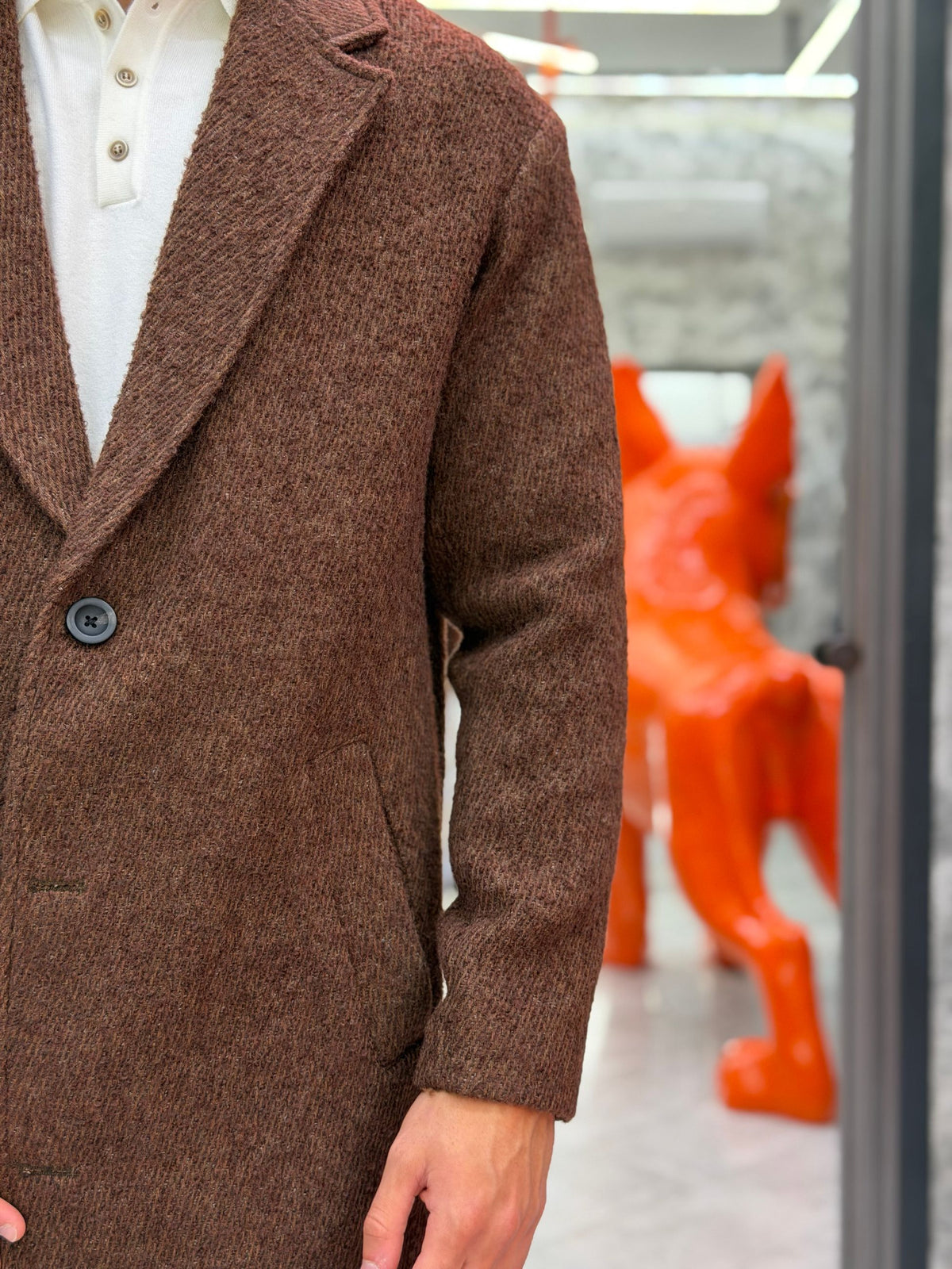 CAPPOTTO MONOPETTO 3 BOTTONI CON REVERS A LANCIA - OVERSIZE FIT GLW3020TR.MOR