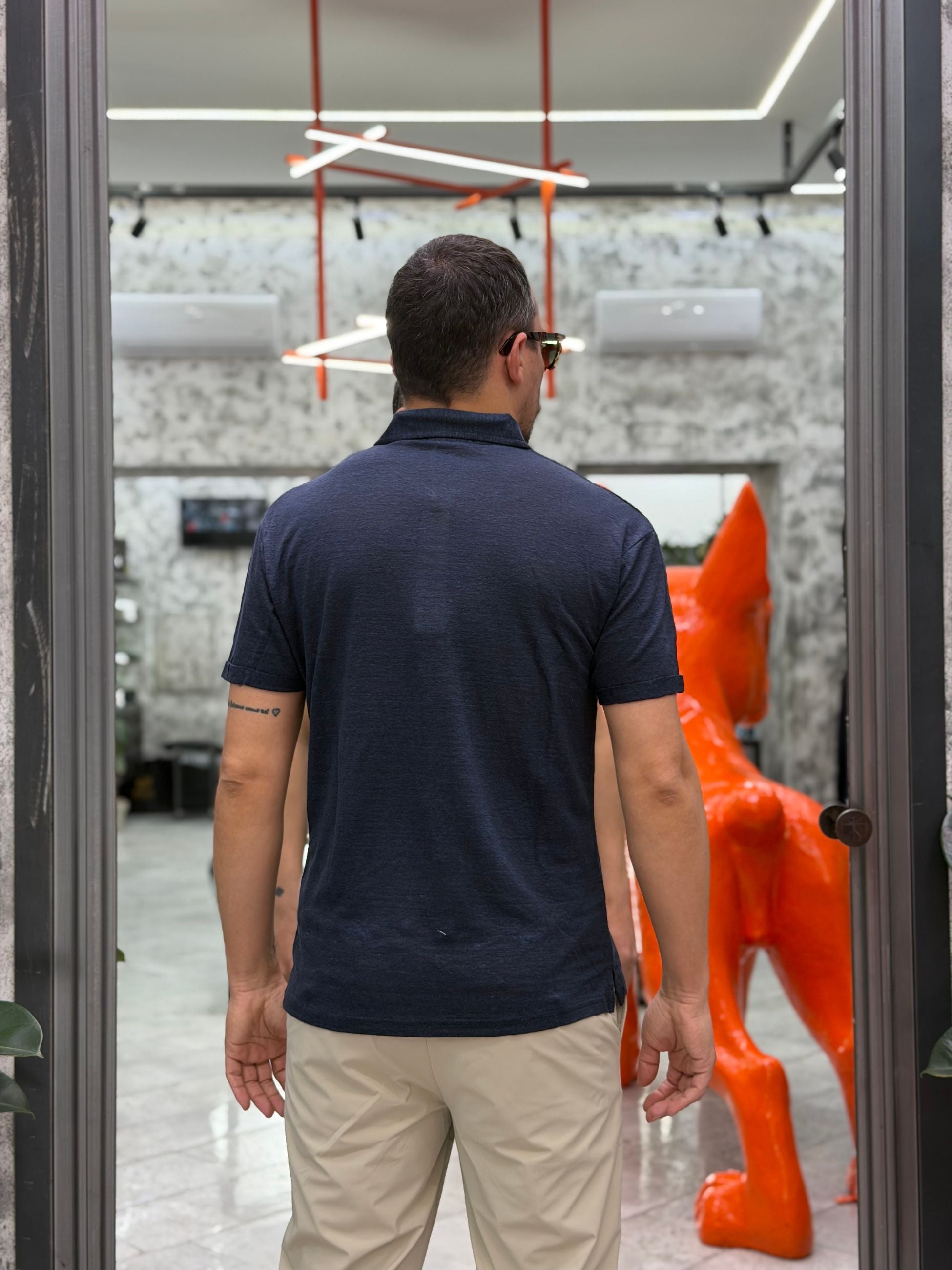 POLO 3 BOTTONI IN 100% PURO LINO - REGULAR FIT GL1083F-S26.BLU