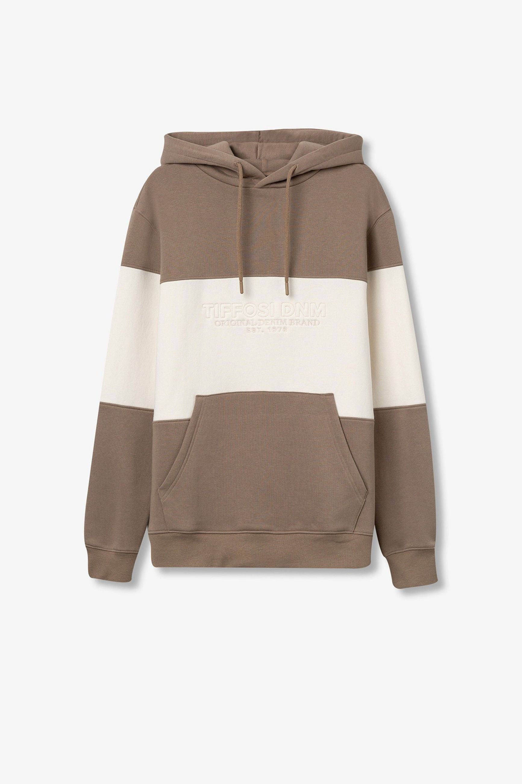 FELPA DASH CON CAPPUCCIO A RIGHE ORIZZONTALI CON LOGO TONO SU TONO - COMFORT FIT 10061824.BEI