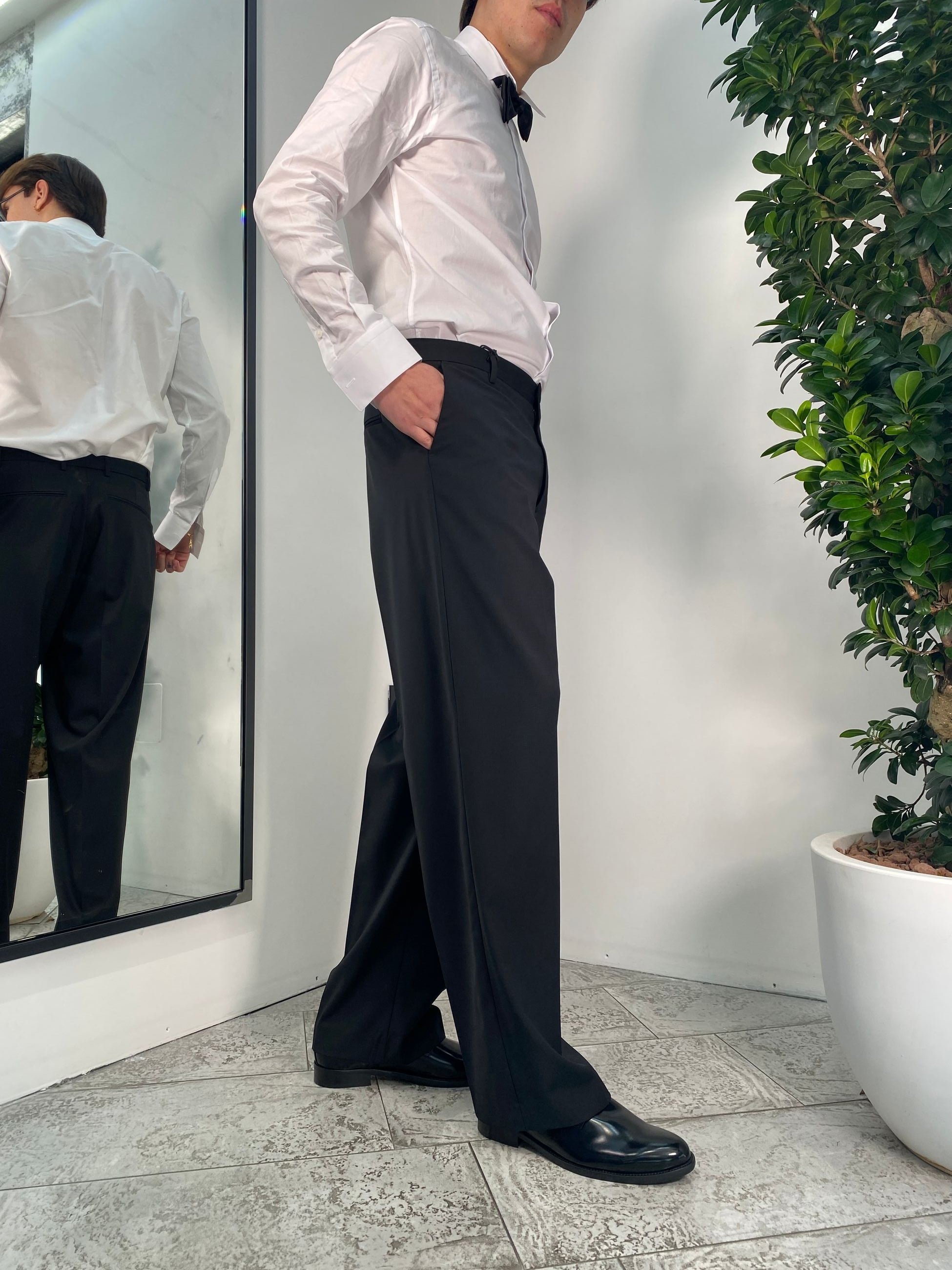 PANTALONE TASCA AMERICA DA ABITO IN FRESCO LANA FONFO AMPIO - RELAXED FIT PA3235.NER