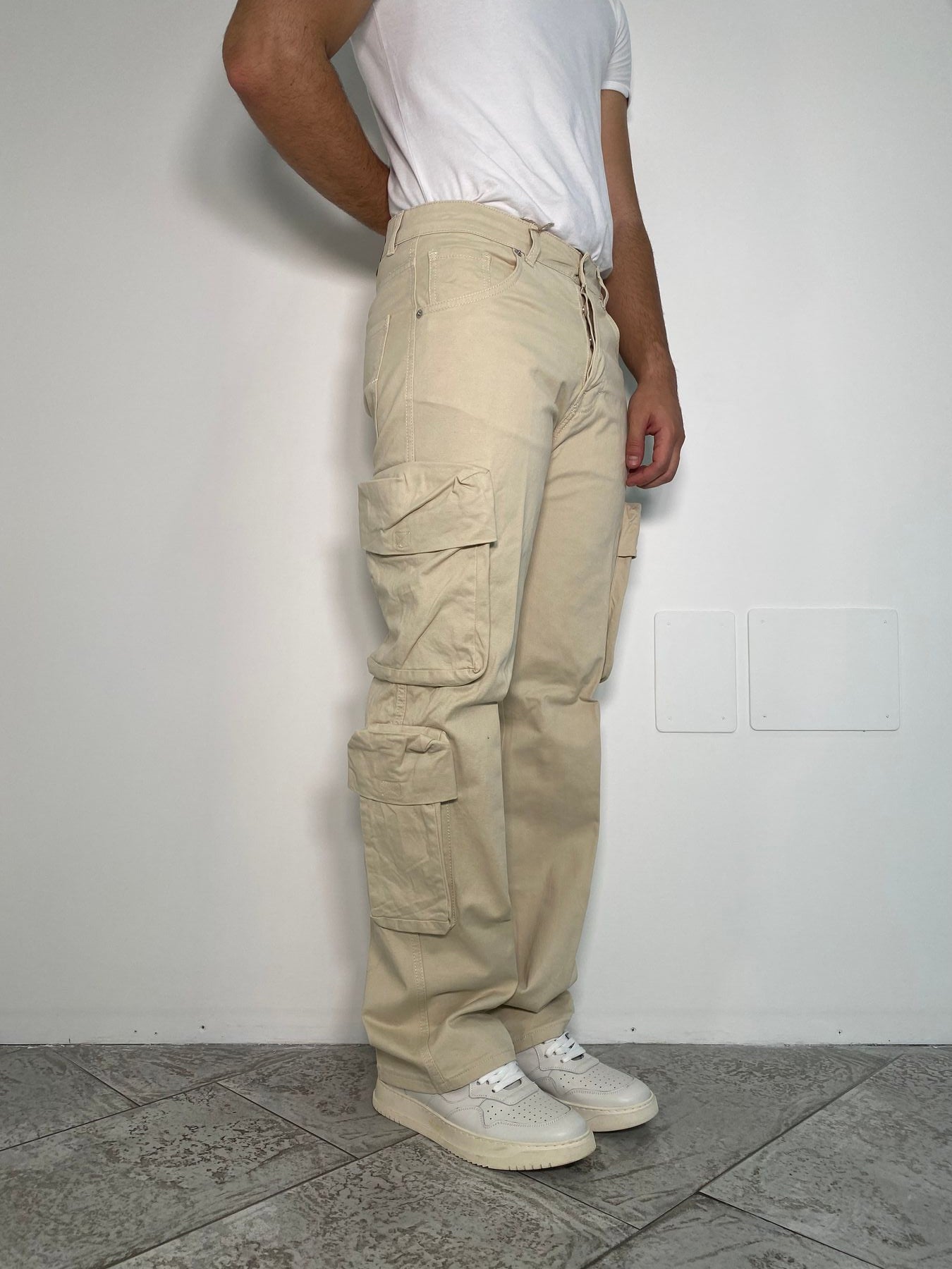 JEANS CARGO CON TASCONI IN COTONE ELASTICIZZATO - RELAXED FIT