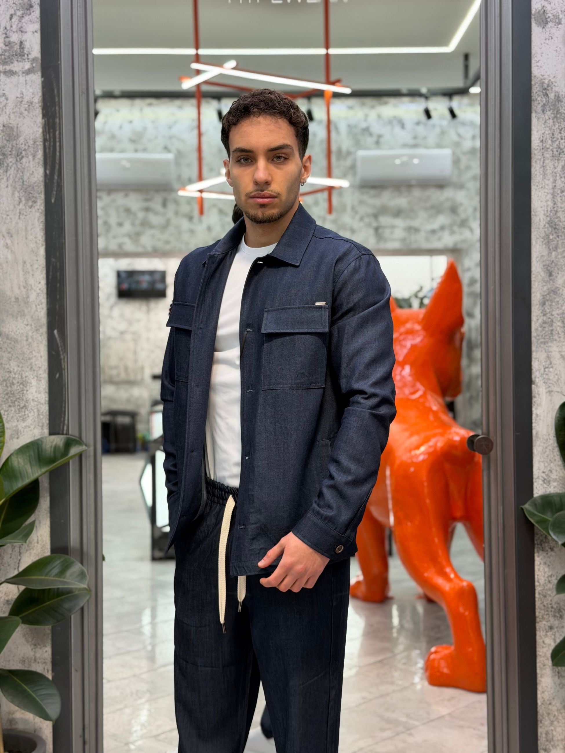 OVERSHIRT DA COMPLETO CON TASCHE A TOPPA E FILO IN LEGGERO DENIM - COMFORT FIT GN21822