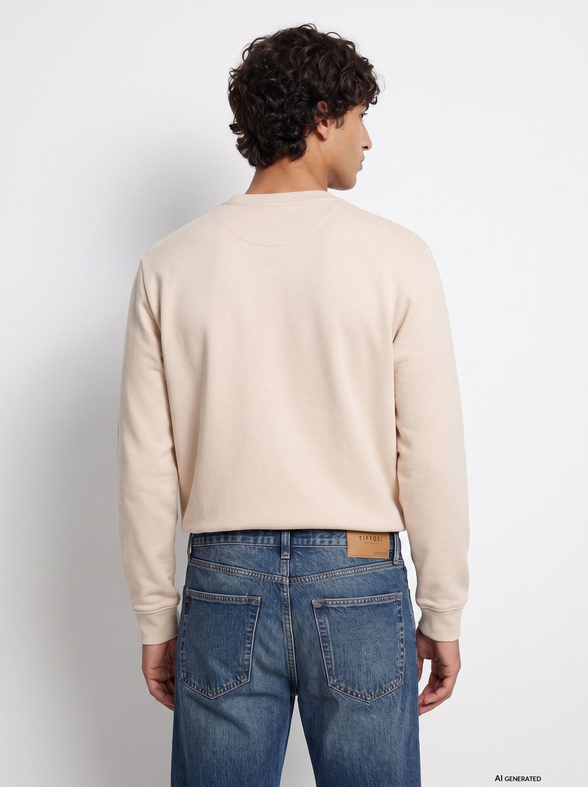 FELPA JAMIE GIROCOLLO BASIC CON LOGO LATO CUORE - COMFORT FIT 10066856.BEI
