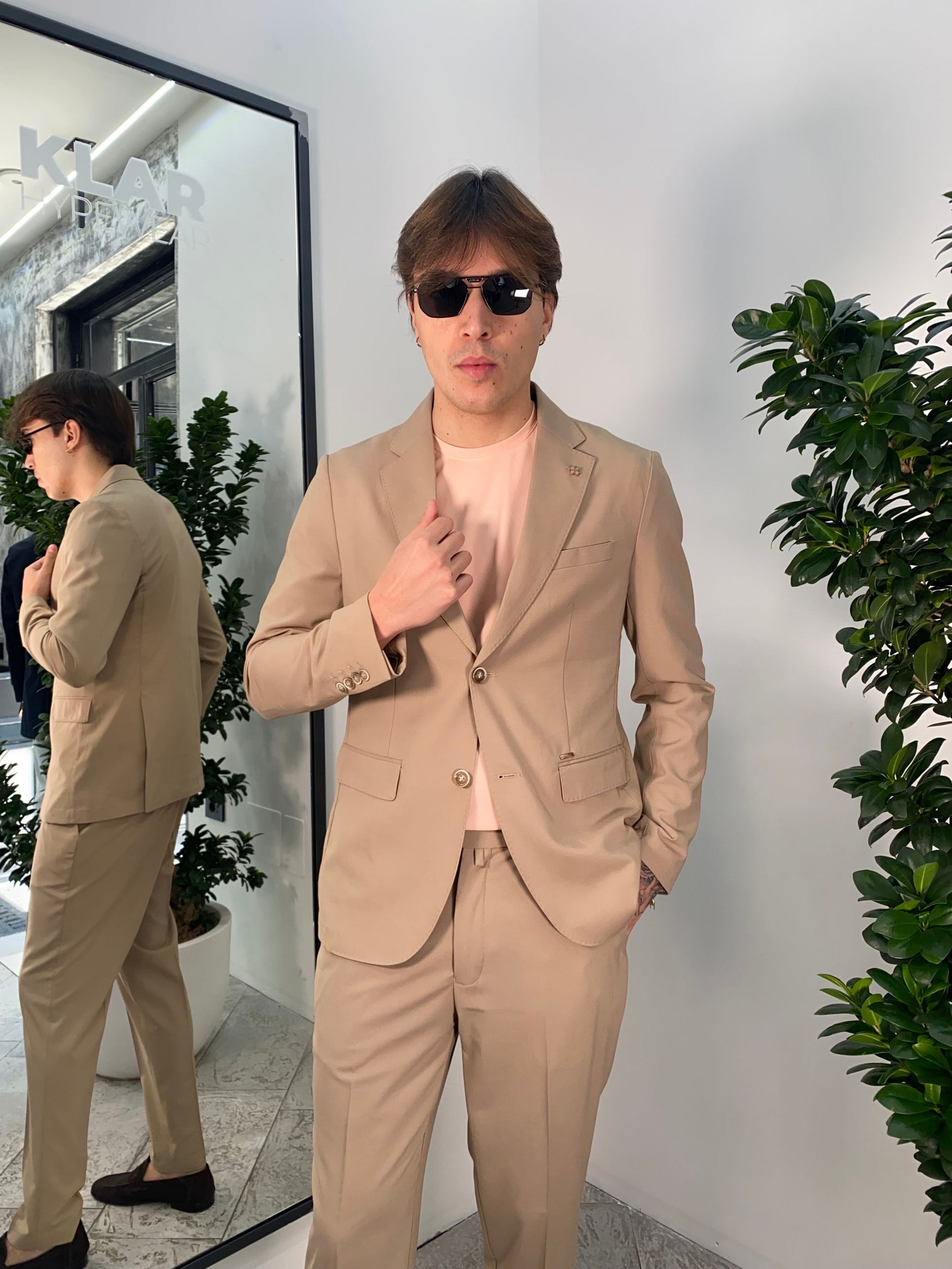 ABITO COMPLETO IN LEGGERISSIMA FIBRA DI BAMBU' CON GIACCA MONOPETTO E PANTALONE SARTORIALE - REGULAR FIT GL7031HAB.CAM