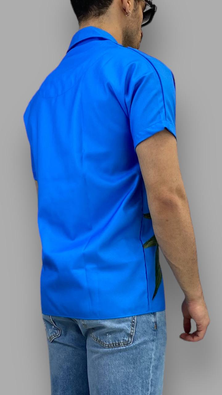 CAMICIA IN VISCOSA MEZZA MANICA FANTASIA FIORI - OVER FIT