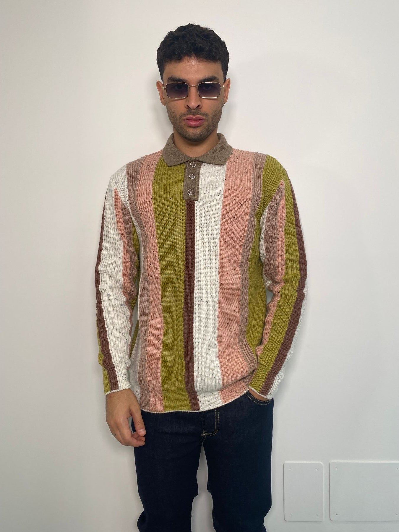 POLO IN MISTO LANA A RIGHE VERTICALI - REGULAR FIT