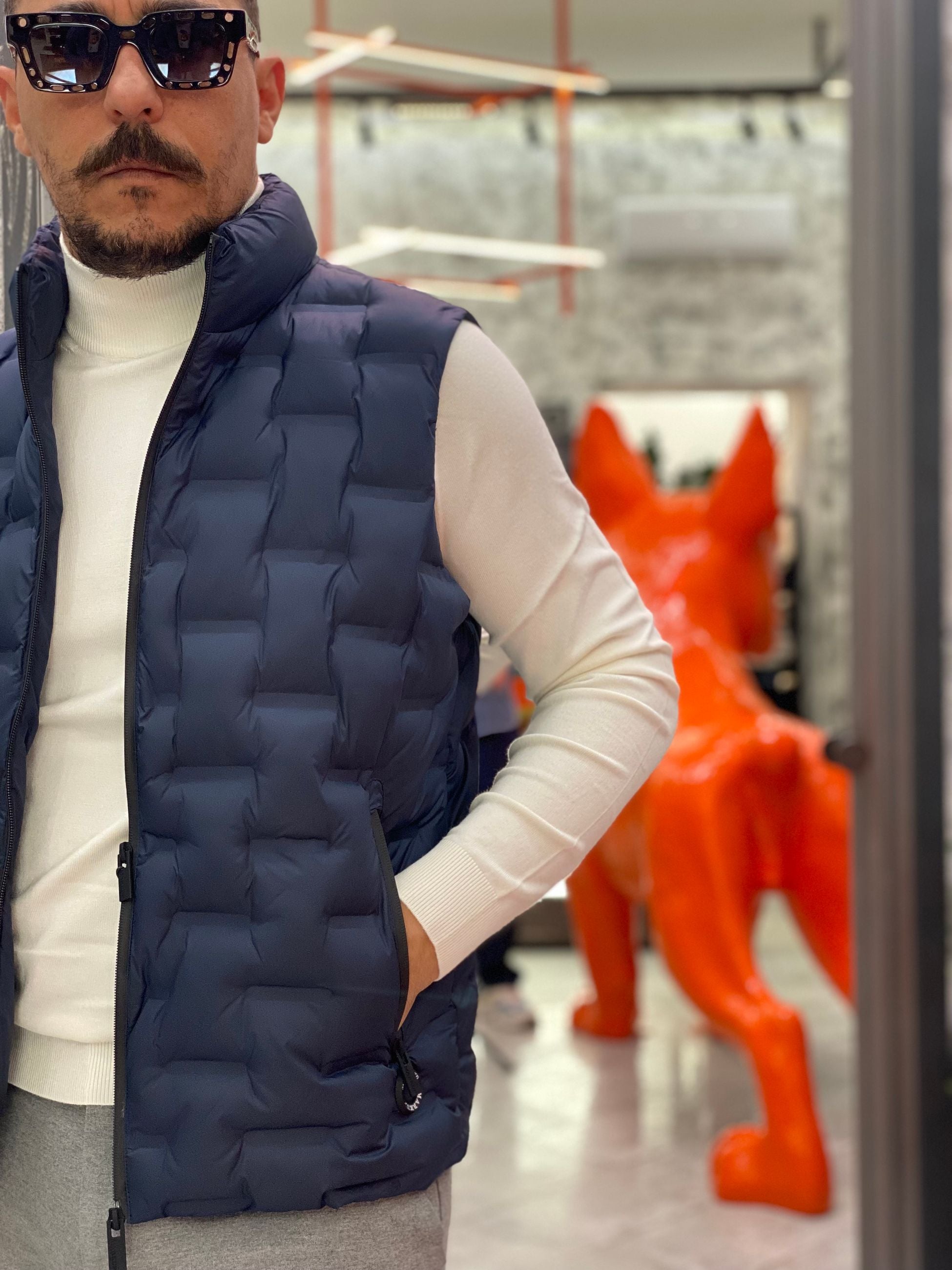 GIUBBINO SMANICATO LUPETTO TRAPUNTATO IN TESSUTO SOFTSHELL STRETCH - REGULAR FIT MK9940026.BLU