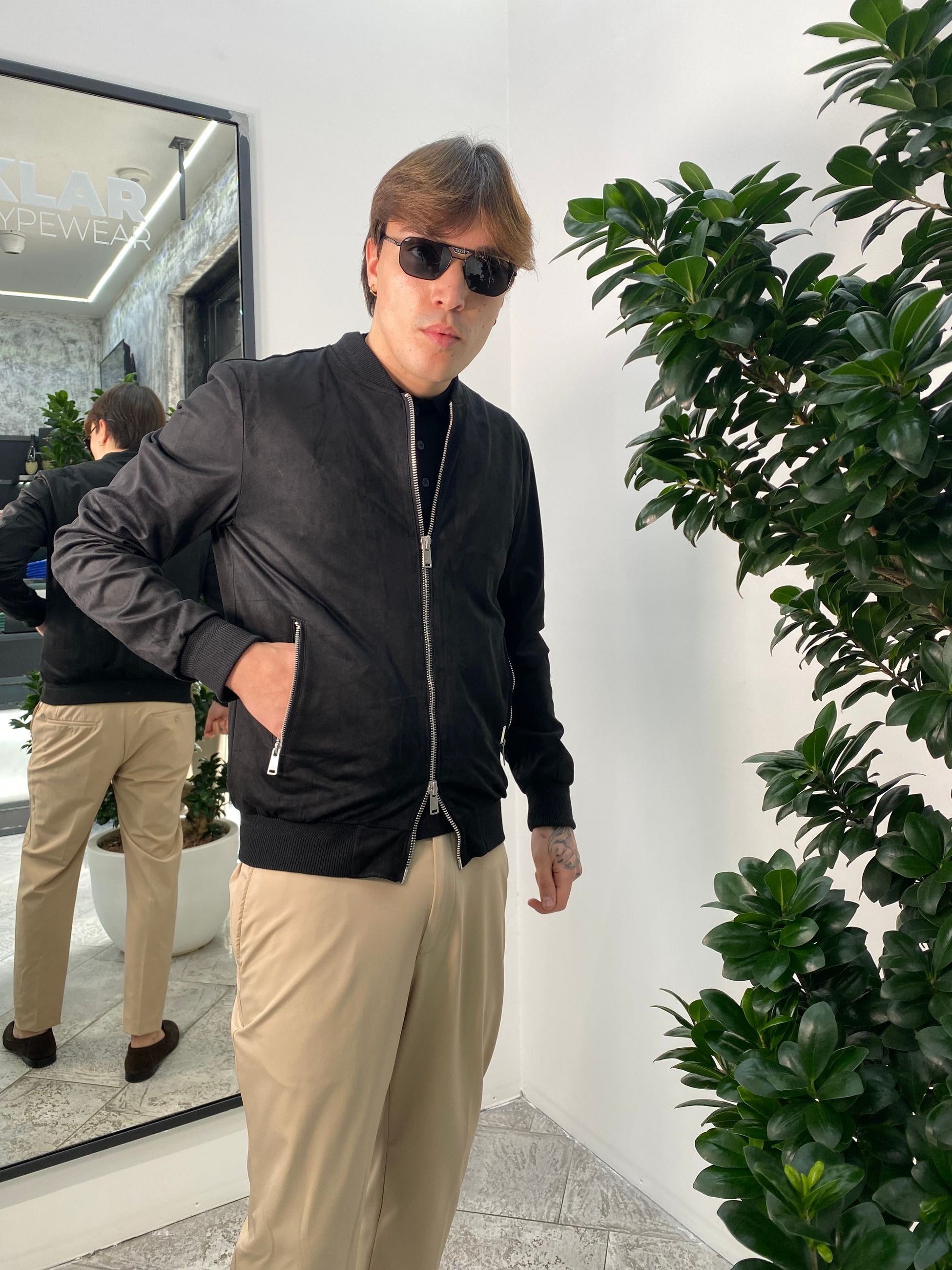 GIUBBINO COLLEGE IN ECOCAMOSCIO CON ELASTICO AL FONDO - REGULAR FIT GL9730-S25.NER