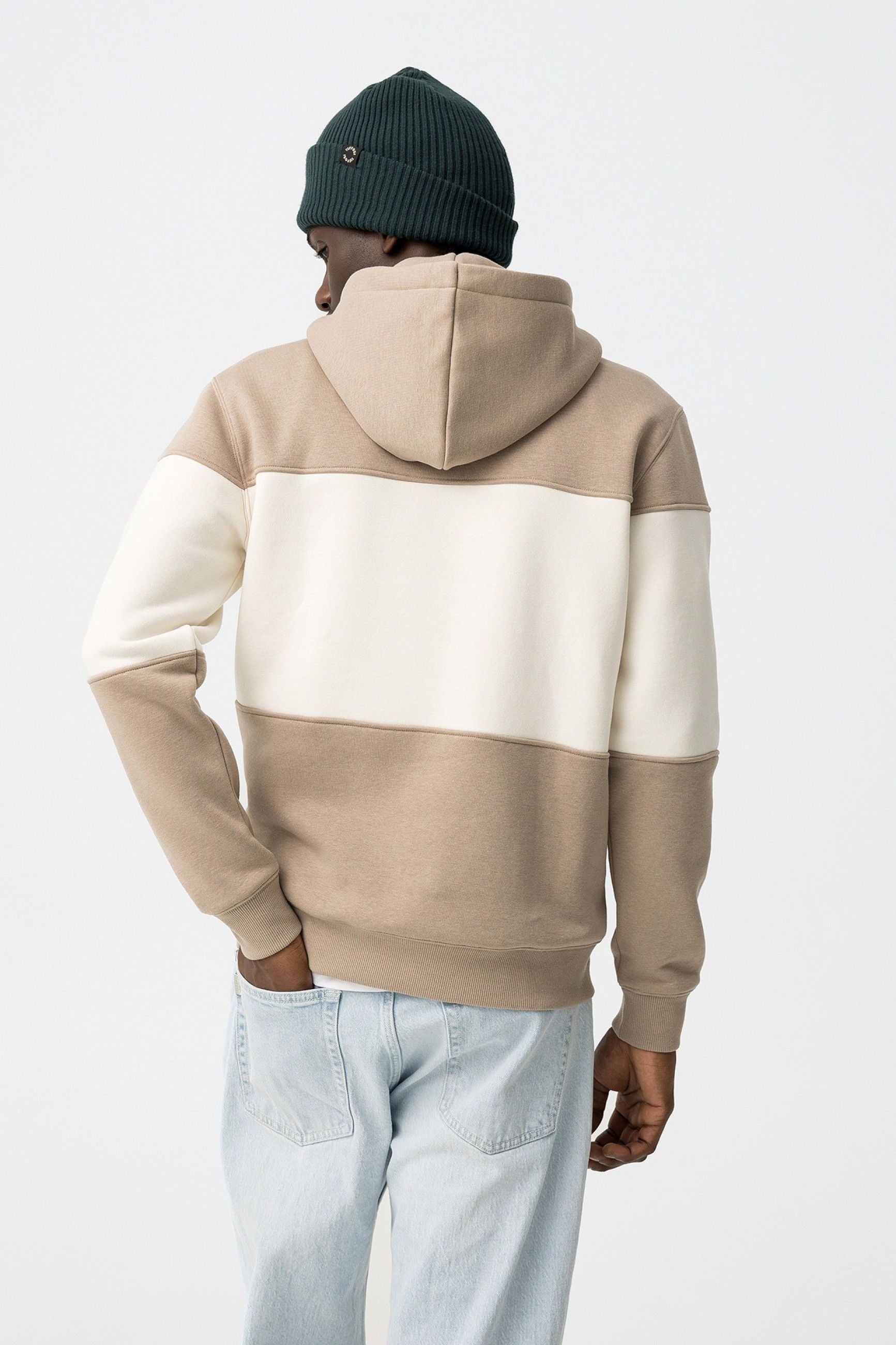 FELPA DASH CON CAPPUCCIO A RIGHE ORIZZONTALI CON LOGO TONO SU TONO - COMFORT FIT 10061824.BEI