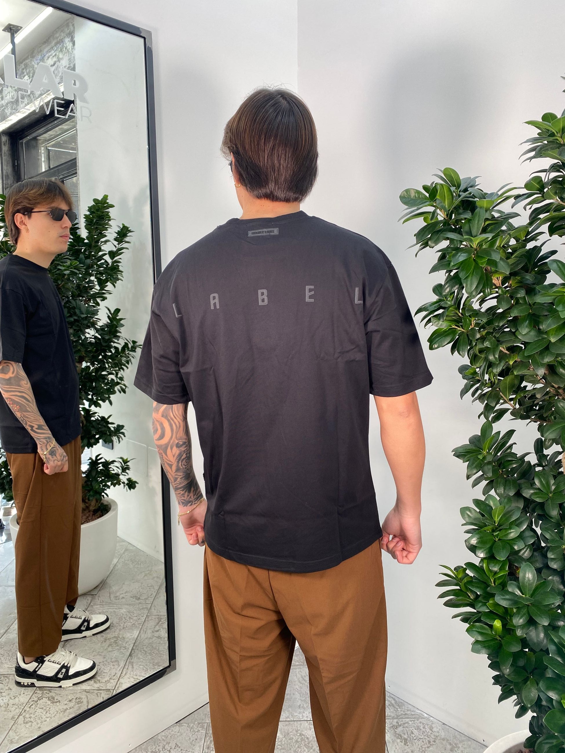 T-SHIRT IN 100% COTONE PREMIUM CON LOGO DOUBLE - SEMI OVER FIT GLW2274F.NER