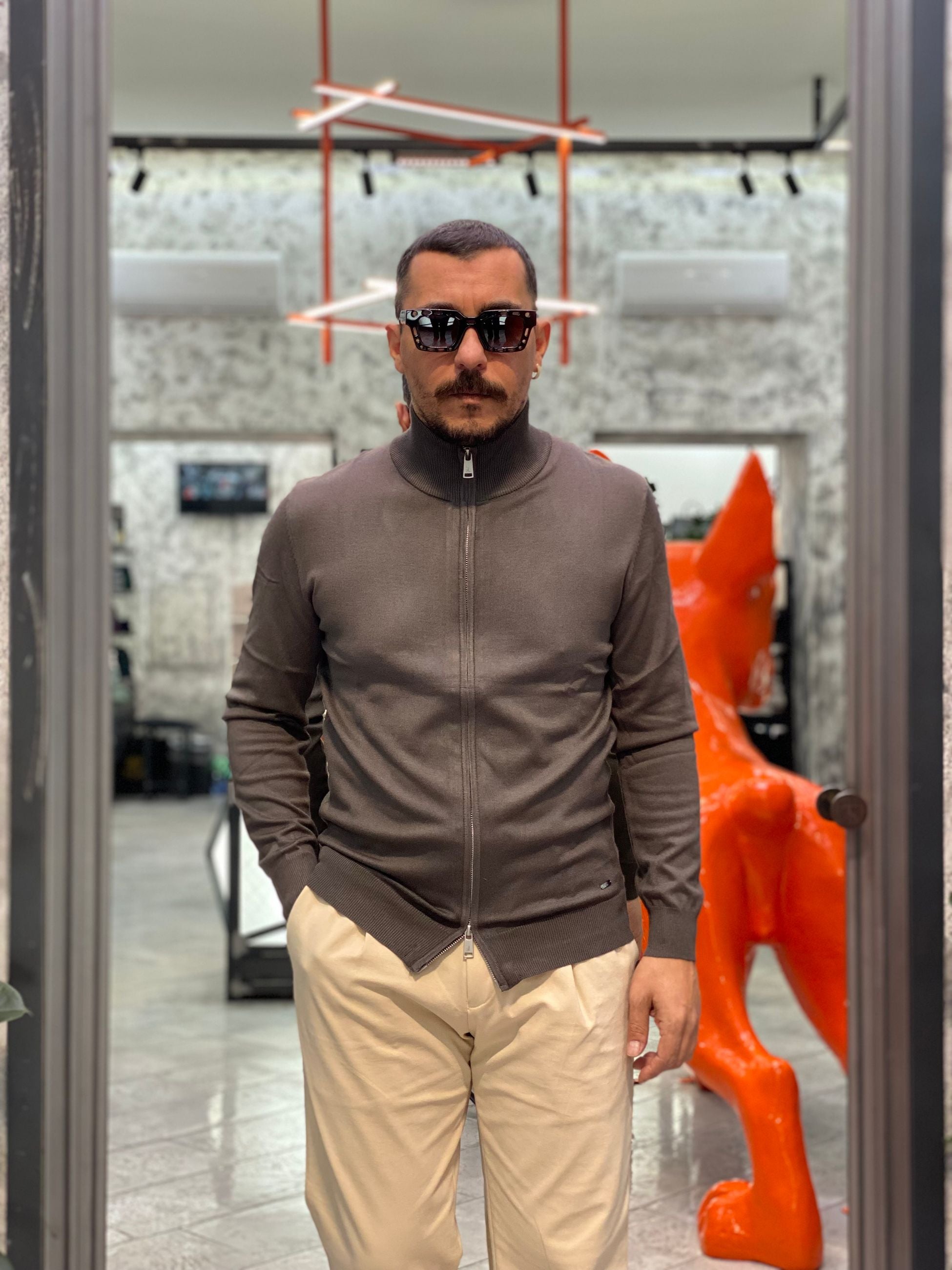MAGLIA ZIP APERTA IN MORBIDA VISCOSA - REGULAR FIT GL35138GZ-F25.VMIL