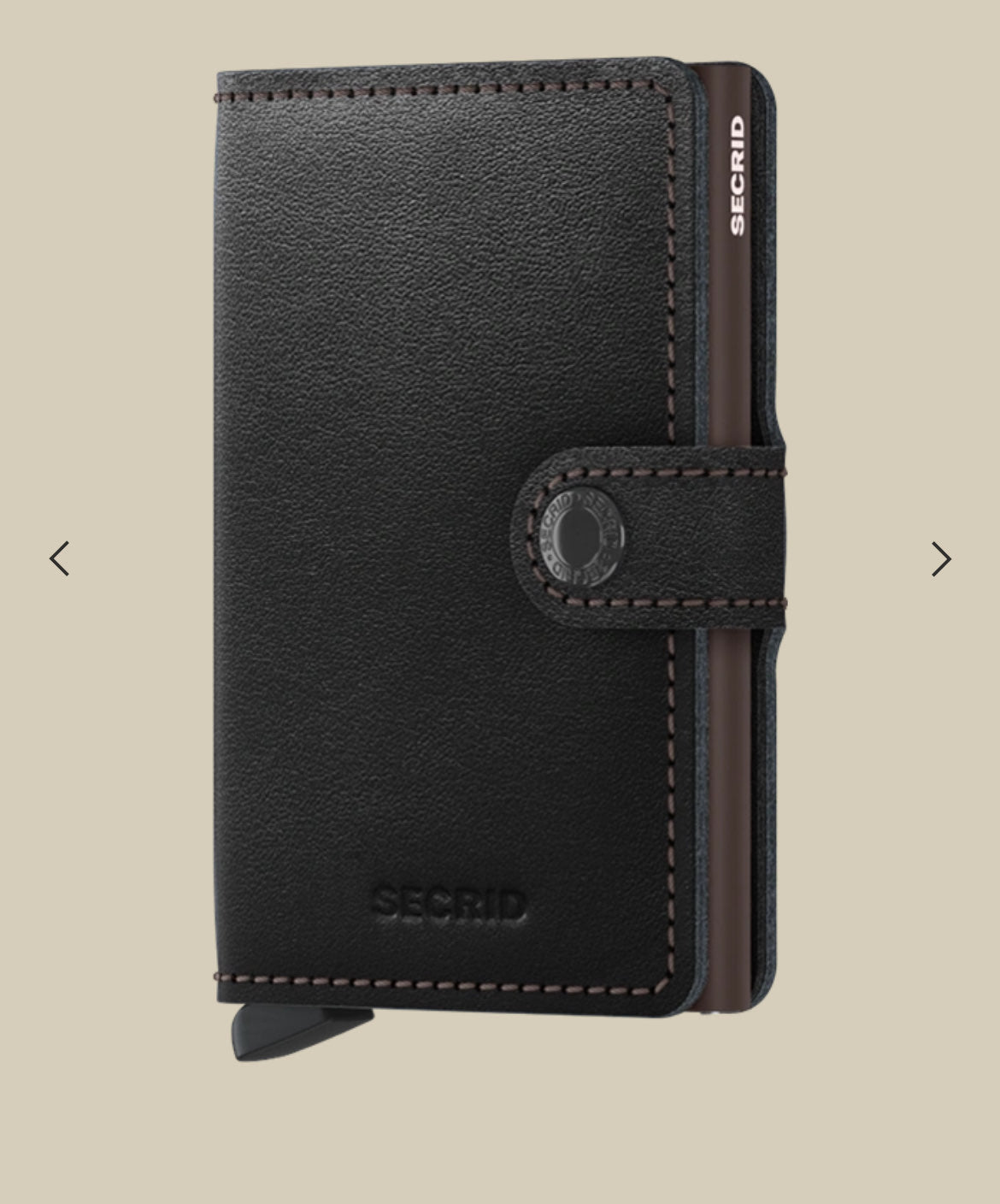 MINIWALLET PORTA CARTE E BANCONOTE IN MORBIDA PELLE LISCIA E LUCIDA CON CUCITURE IN CONTRASTO M-BLACK-BROWN