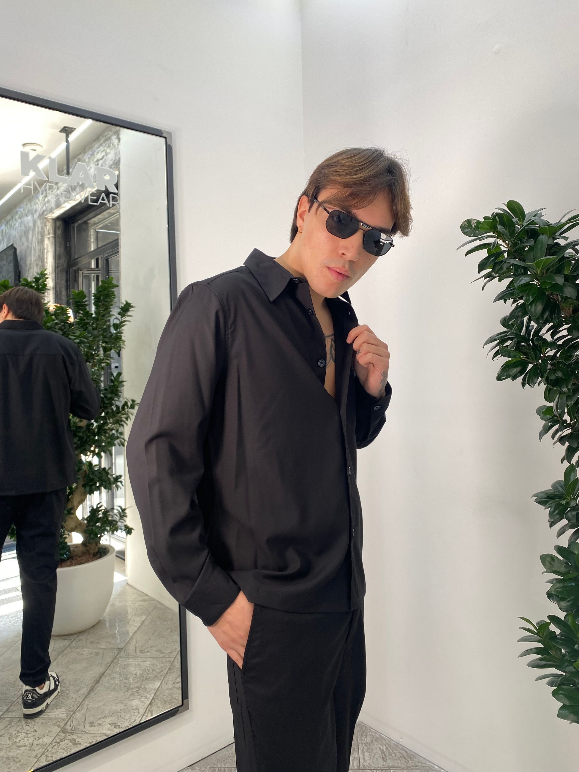 OVERSHIRT DA COORDINATO IN TESSUTO ELEGANTE CON TASCHINO - RELAXED FIT GBE1014SS.NER