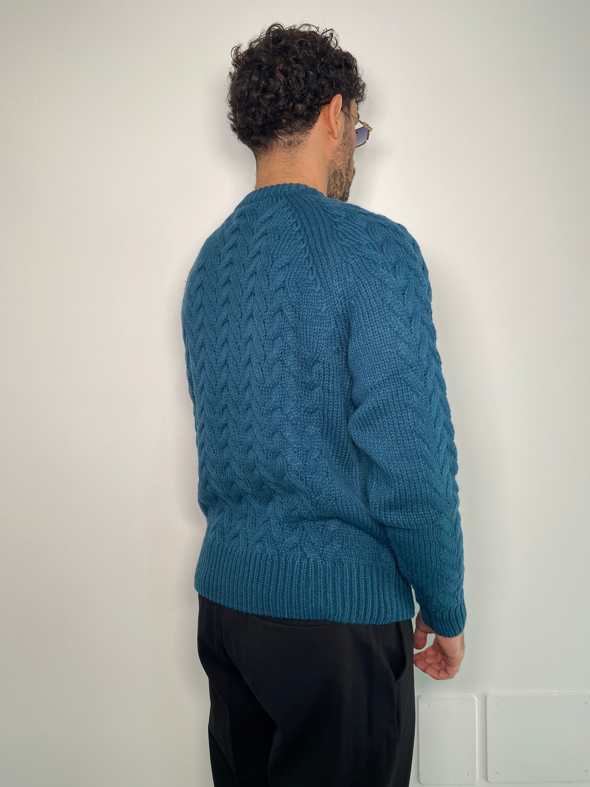 MAGLIA GIROCOLLO IN MISTO LANA TRAMA TRECCE - REGULAR FIT