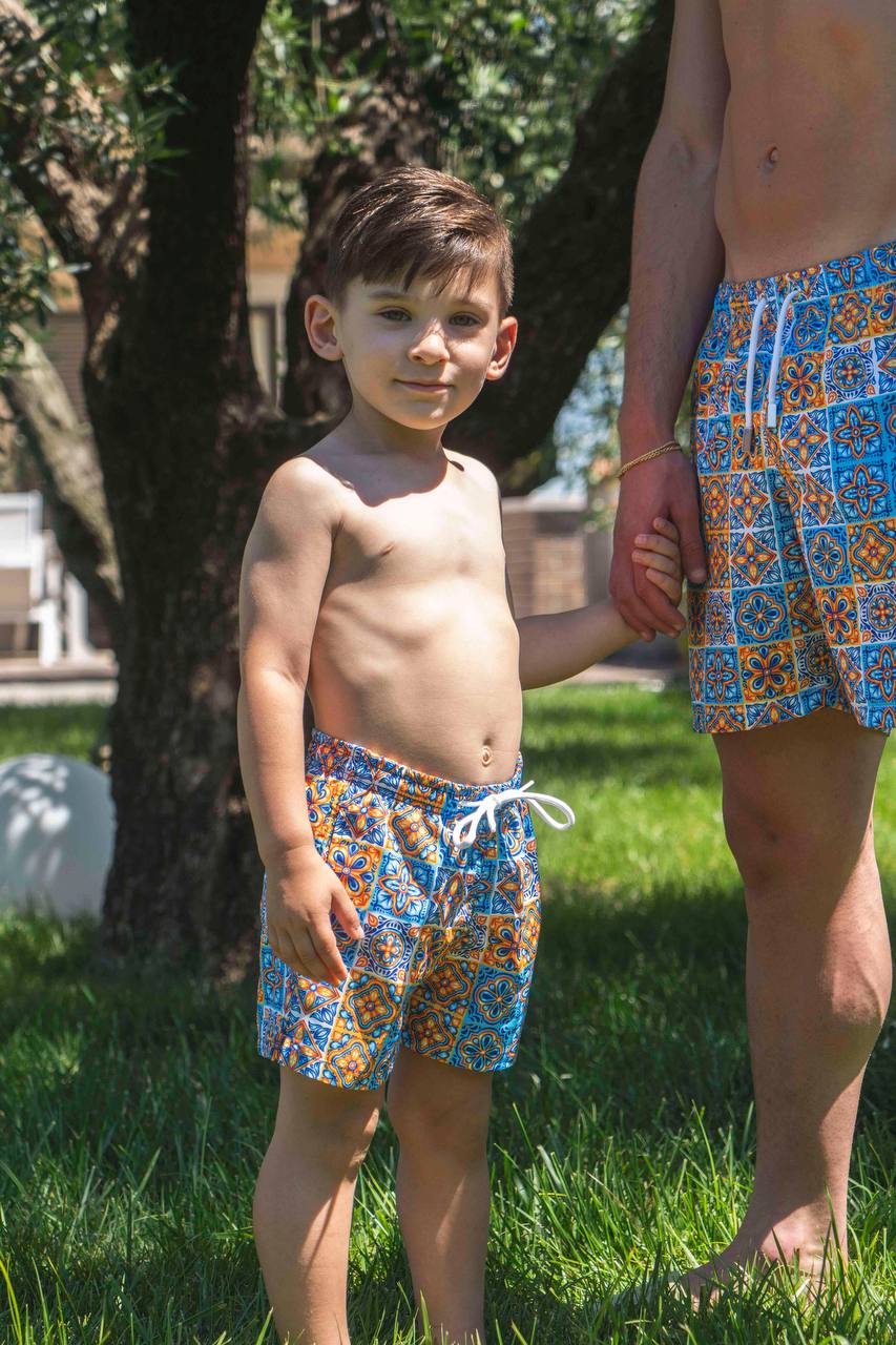 COSTUME BIMBO MODELLO BOXER FANTASIA MAIOLICA CAPRESE EFFETTO PATCH - REGULAR FIT