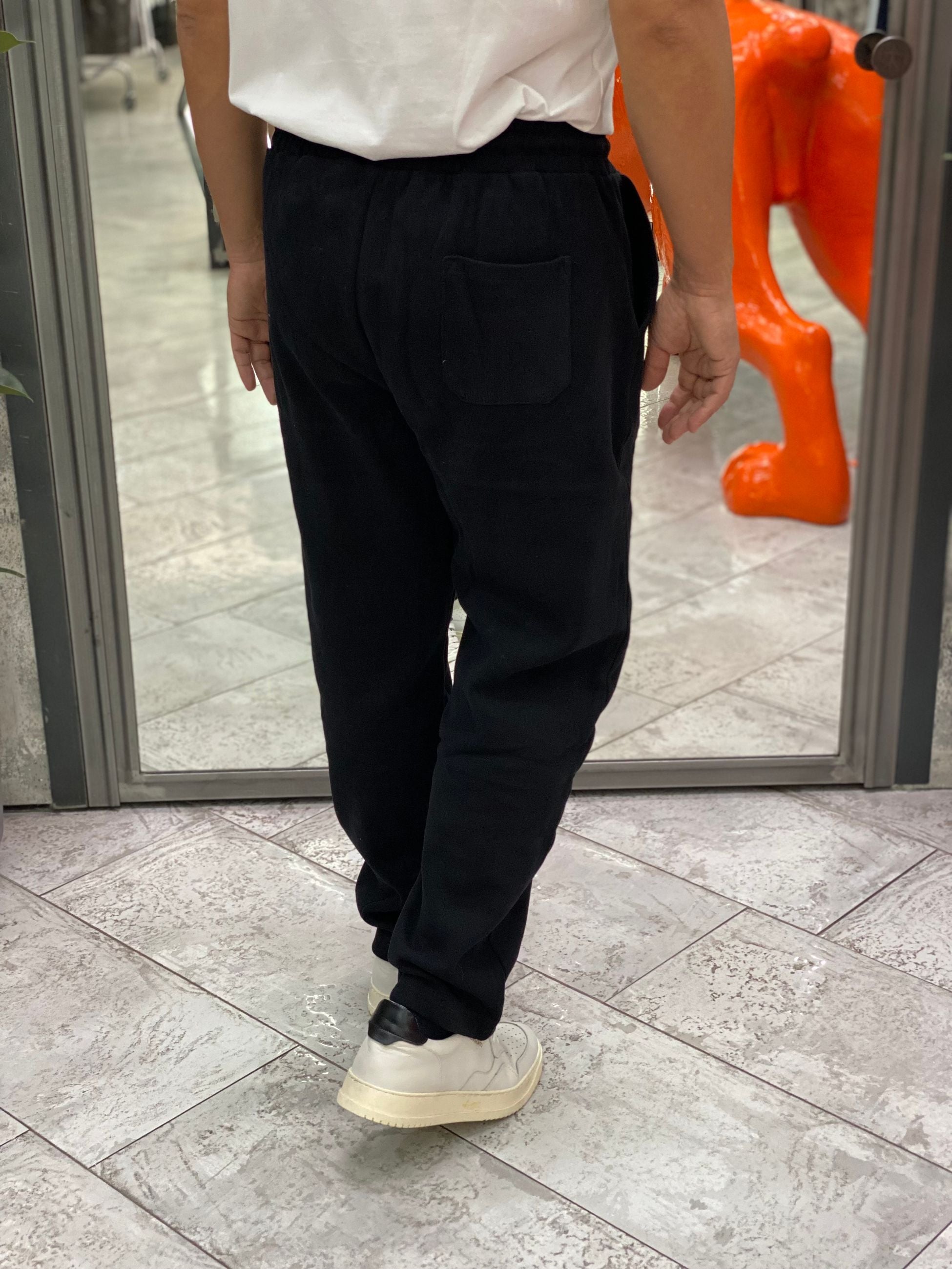 PANTALONE TUTA FONDO AMPIO CON ELASTICO E RIGA CENTRALE - RELAXED FIT GL8013C.NER