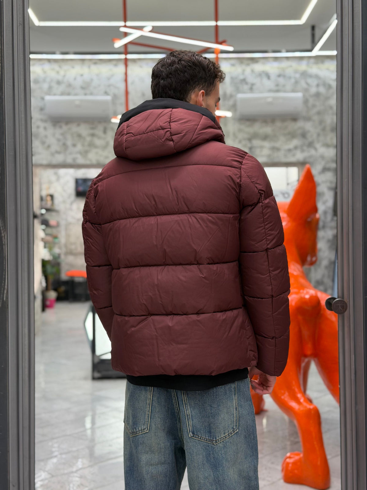 GIUBBINO PUFFER CORTO IN MICROFIBRA STRETCH - REGULAR FIT MK2940053.BOR