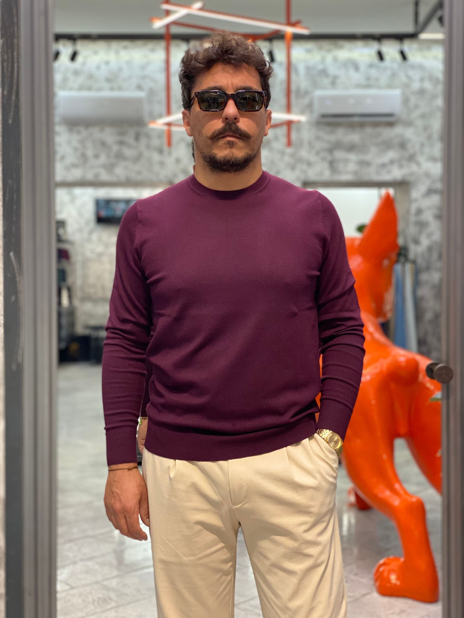 MAGLIA GIROCOLLO FINEZZA 12 IN MISTO CASHMERE - SLIM FIT MK9900113.BOR