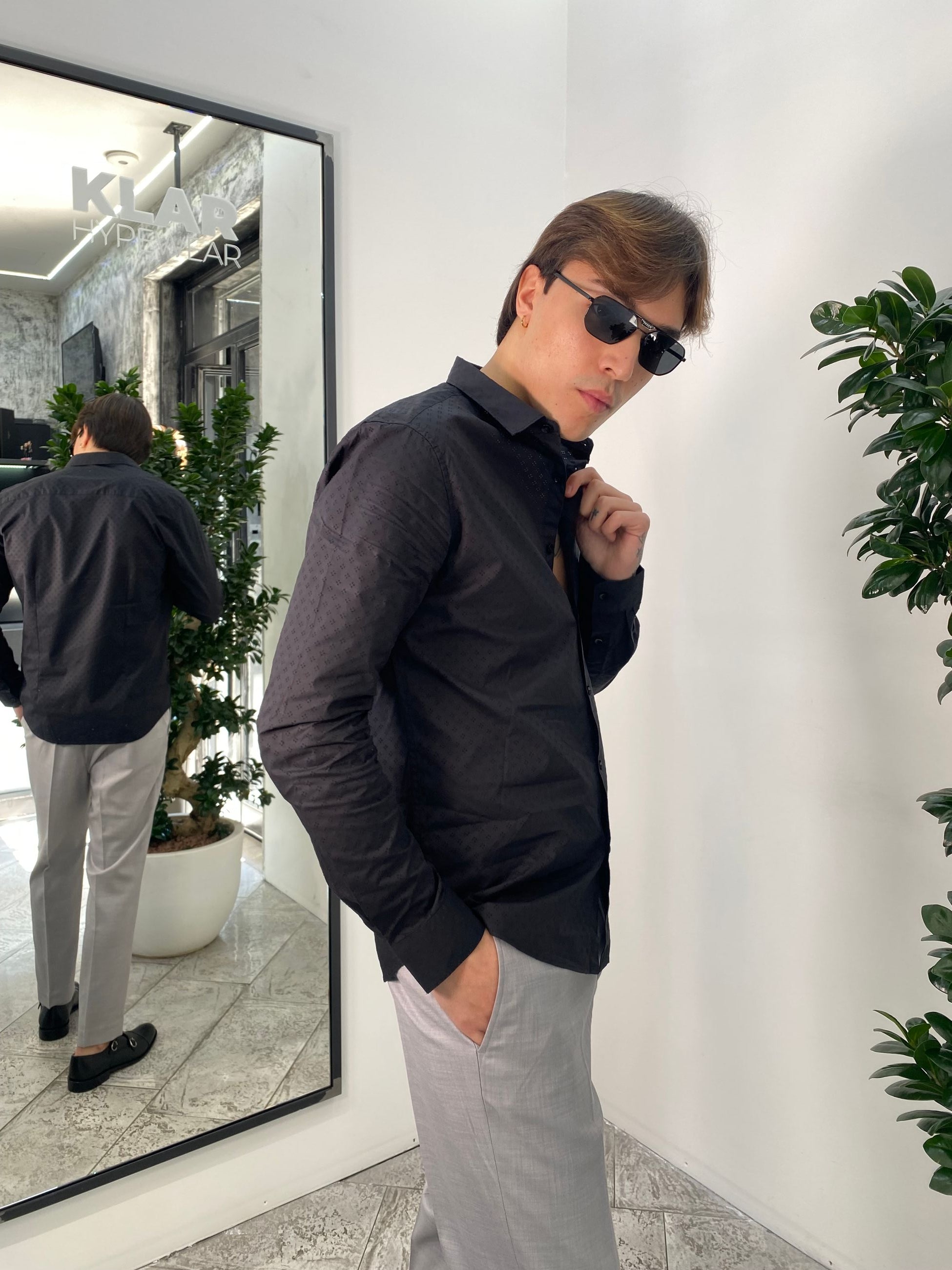 CAMICIA TRAFORATA IN 100% COTONE - REGULAR FIT GL111DA.NER