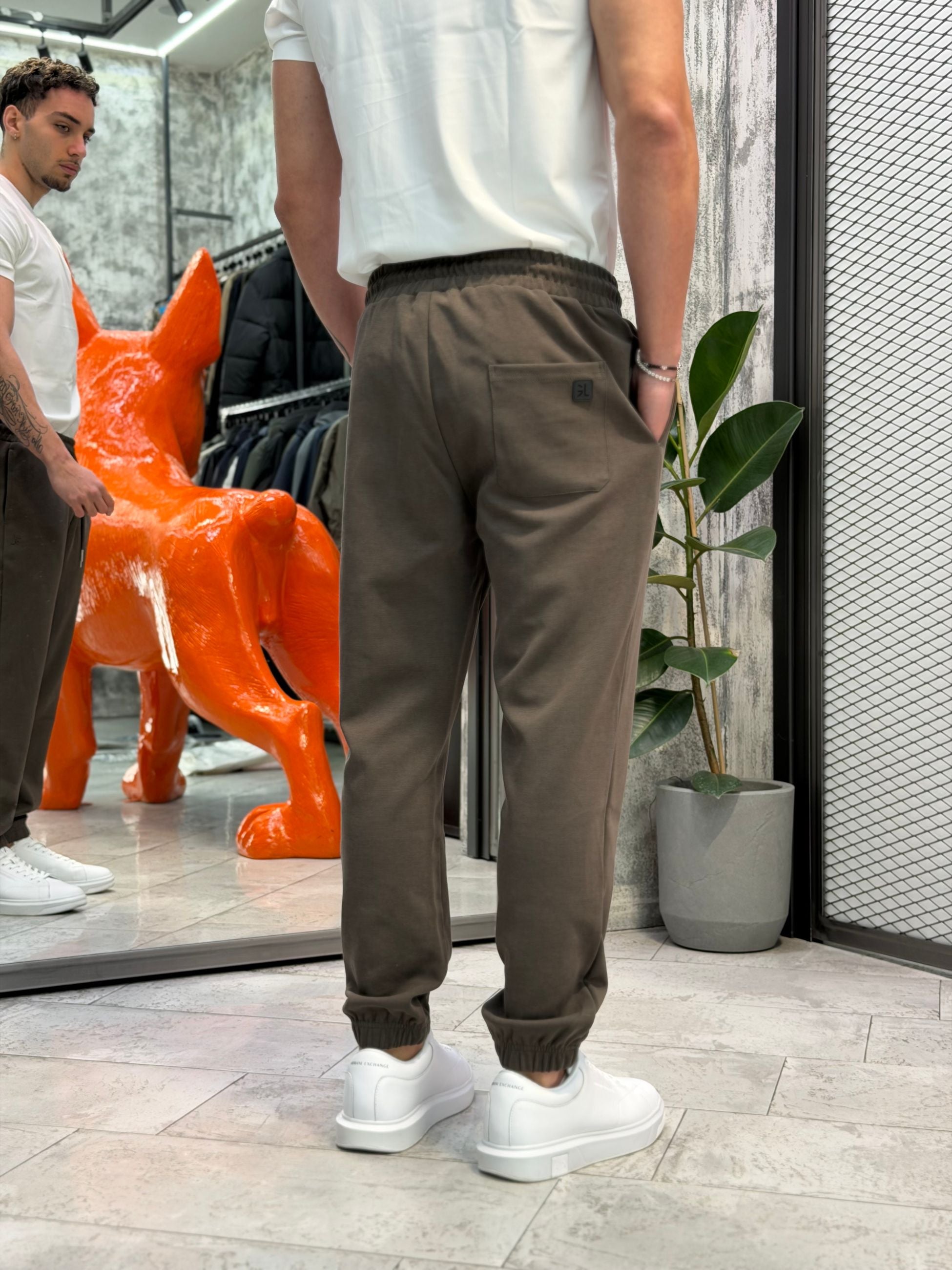 PANTALONE IN FELPA GARZATA CON COULISSE IN VITA ED ELASTICO AL FONDO - REGULAR FIT GL2126F-S26.MOR