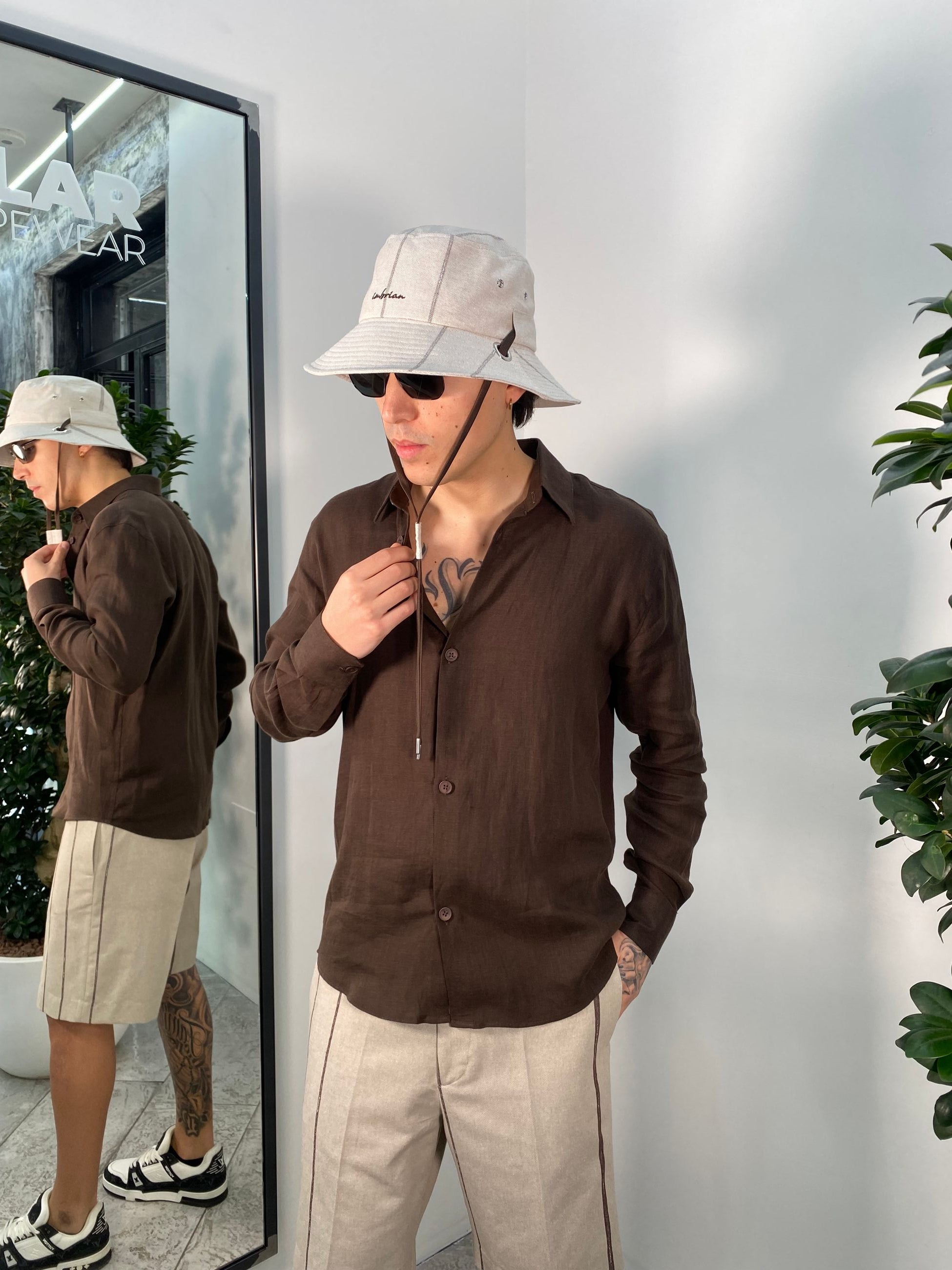 CAPPELLO BUCKET CON LACCIO MOTIVO RIGHE CAP3378