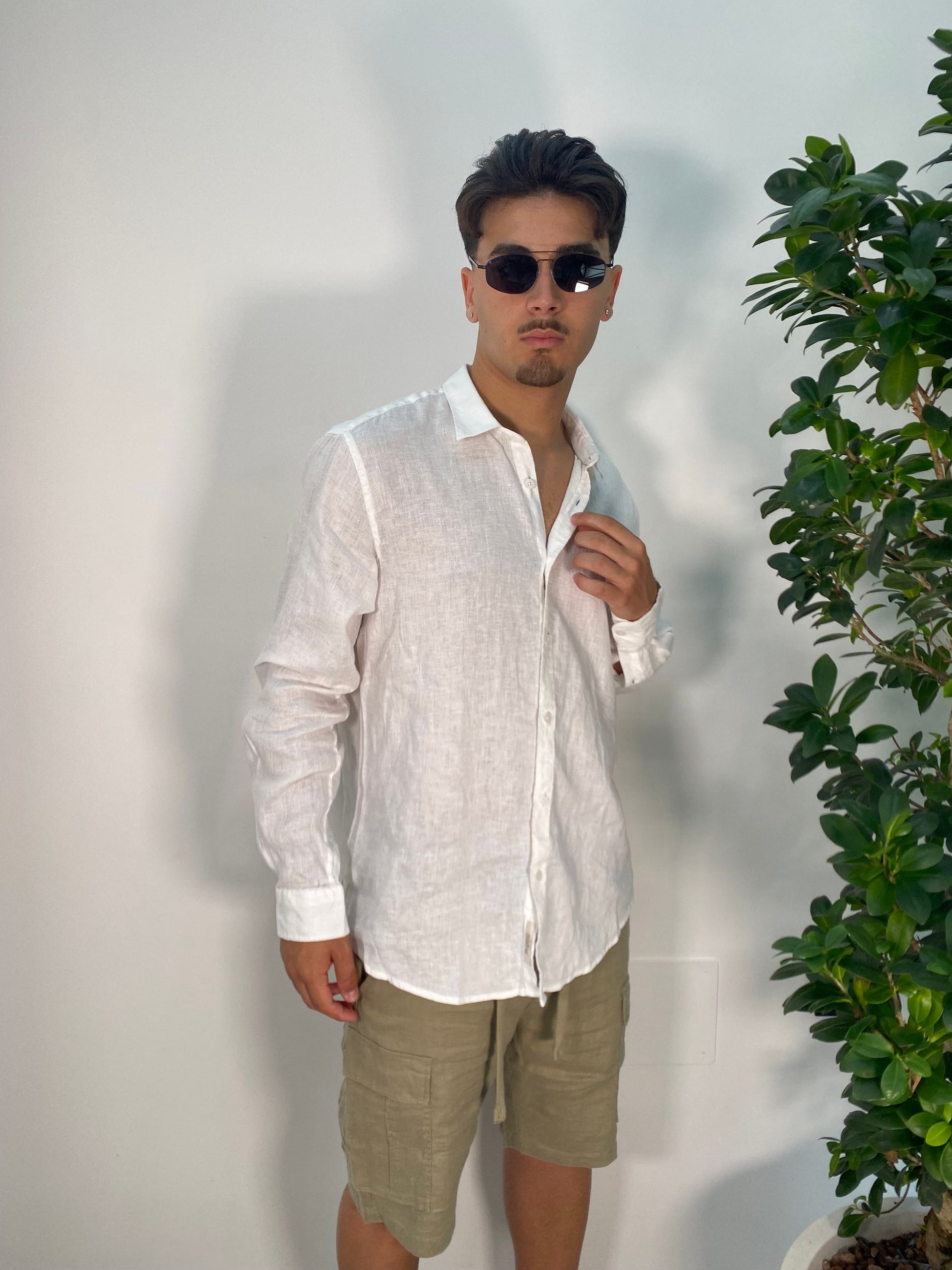 CAMICIA IN 100% PURO LINO COLLO ALL'ITALIANA - REGULAR FIT GL7619S-S25.BIA