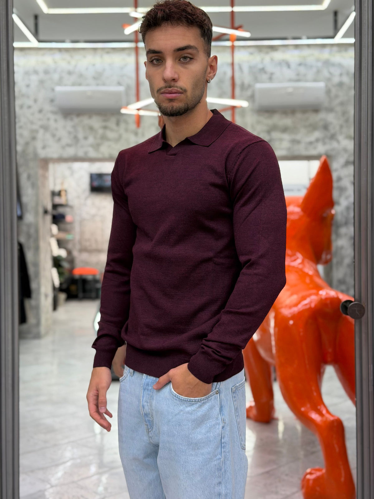 POLO RUGBY MANICA LUNGA BASIC IN MORBIDA VISCOSA - REGULAR FIT MI3336SS.BOR