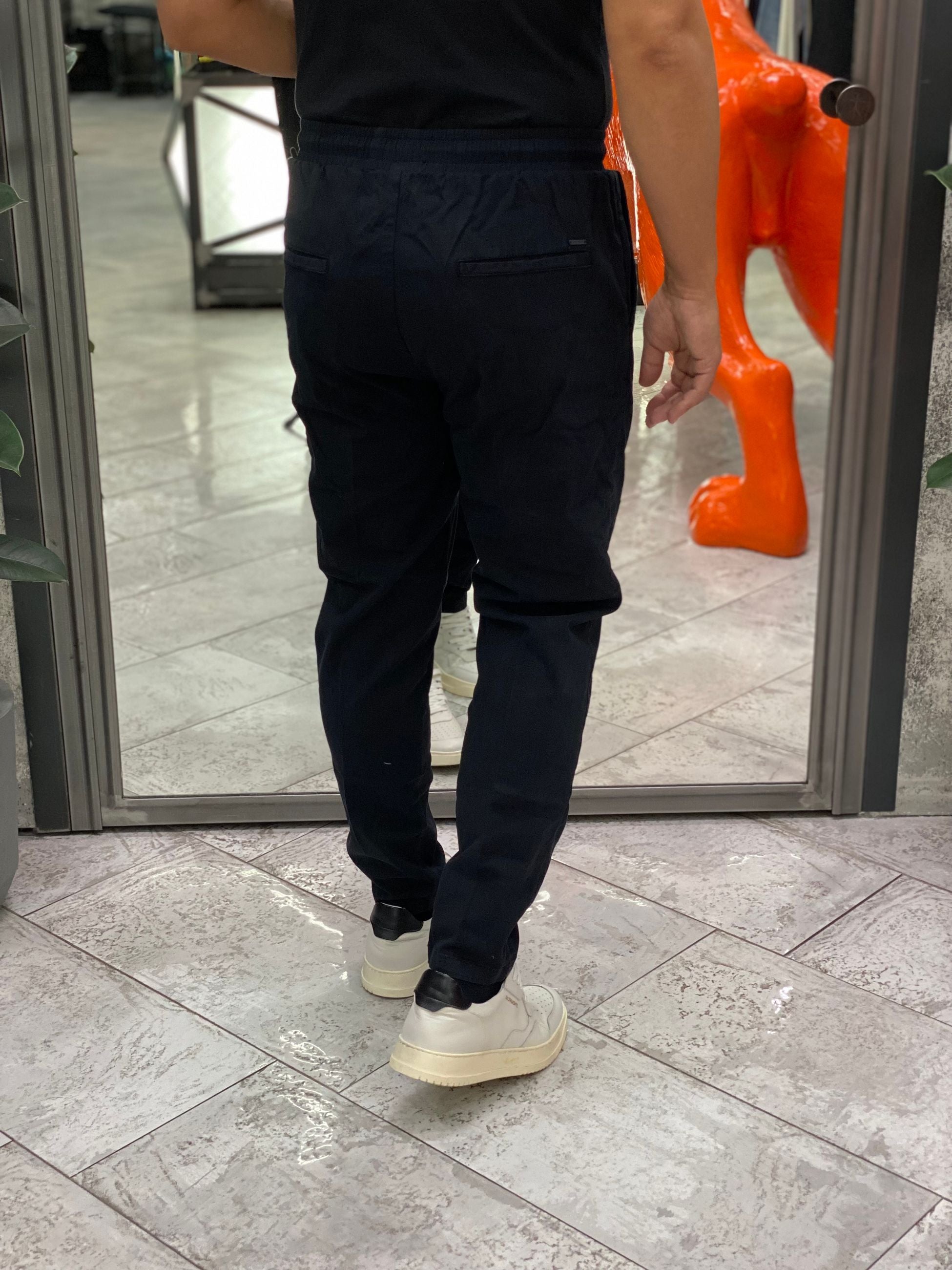 PANTALACCIO LEONARD IN CALDO COTONE ELASTICIZZATO CON COULISSE IN VITA - REGULAR FIT GL5109BD-F25.BLU
