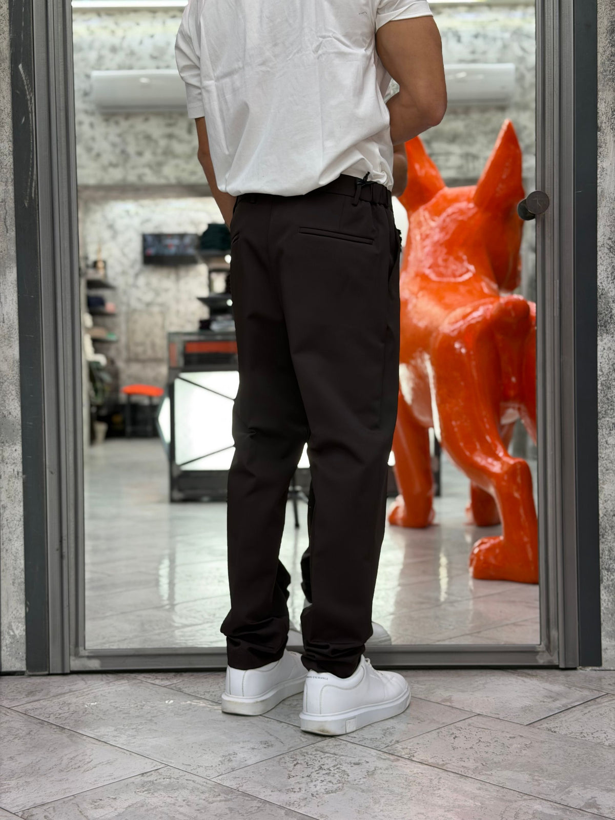 PANTALONE DA COMPLETO IN TESSUTO TECNICO ELASTICIZZATO CON ELASTICI SUI FIANCHI - REGULAR FIT PSI1586SS.MOR