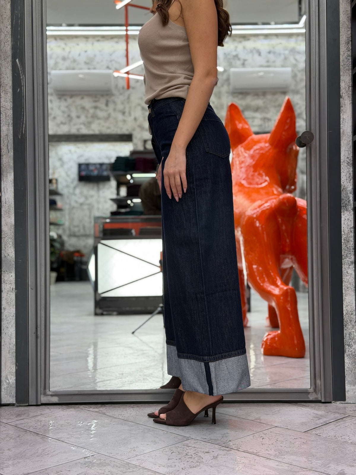 JEANS PALOMA ZERO WASH CON MEGA RISVOLTO - PALAZZO FIT GLD6060Q